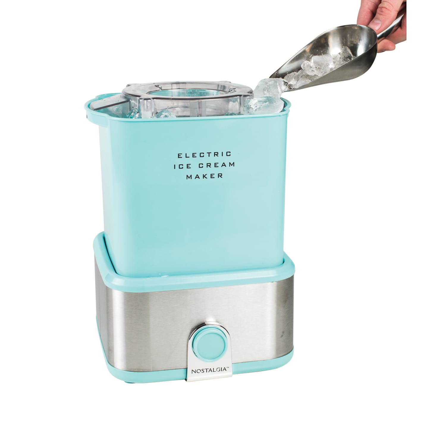 Nostalgia Electrics 2-Qt Electric Ice Cream Maker With Candy Crusher, Aqua/Stainless Steel - Image 6