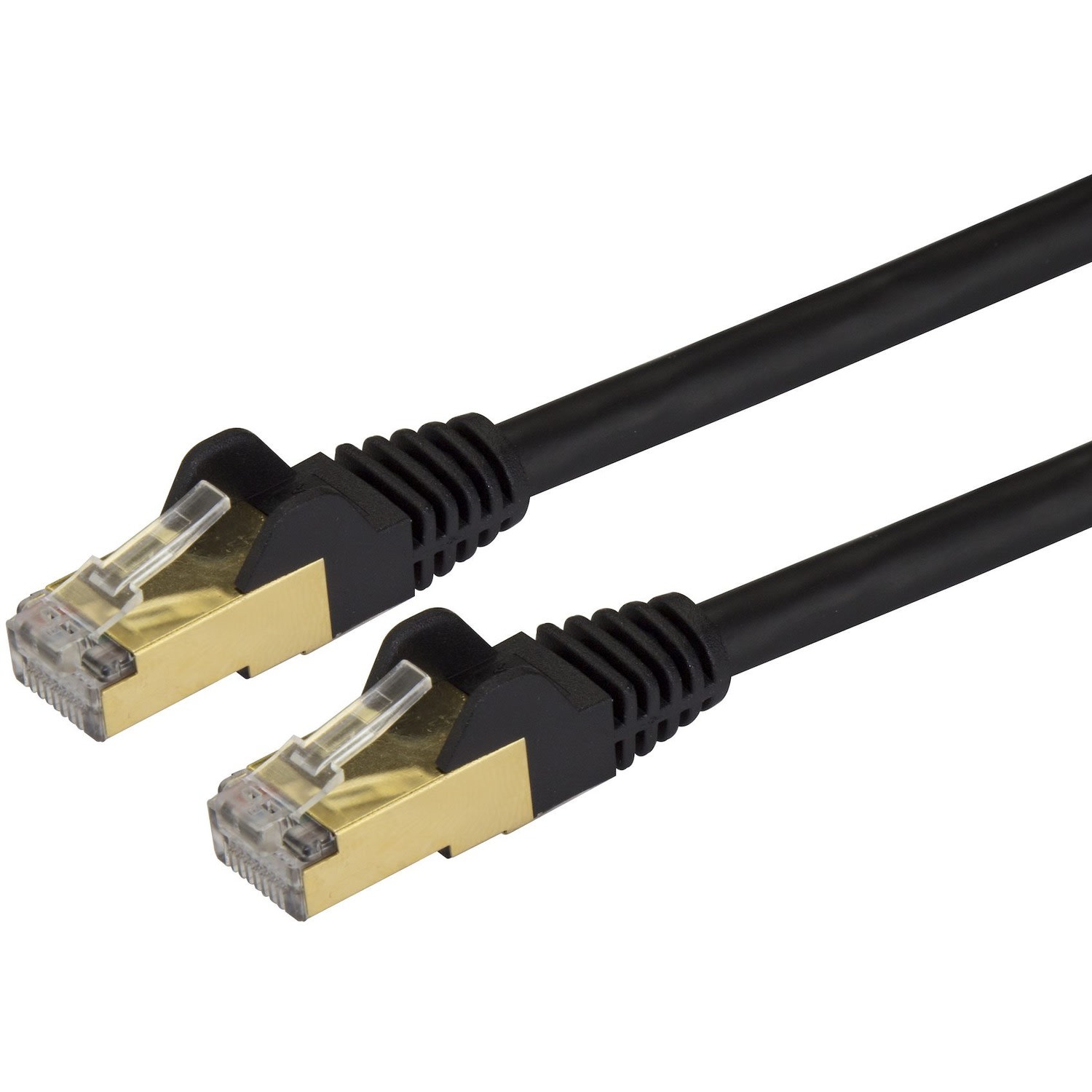 StarTech.com 1 ft Cat6a Patch Cable - Shielded (STP) - Black - 10Gb Snagless Cat 6a Ethernet Patch Cable - 1 ft Category 6a Network Cable