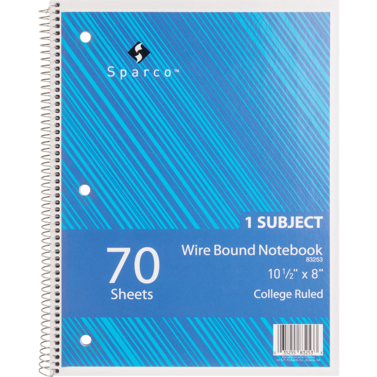 Sparco Wire-Bound Notebooks, 8in x 10.5in, College Ruled, 70 Sheets, Assorted, Pack Of 5 - Image 6
