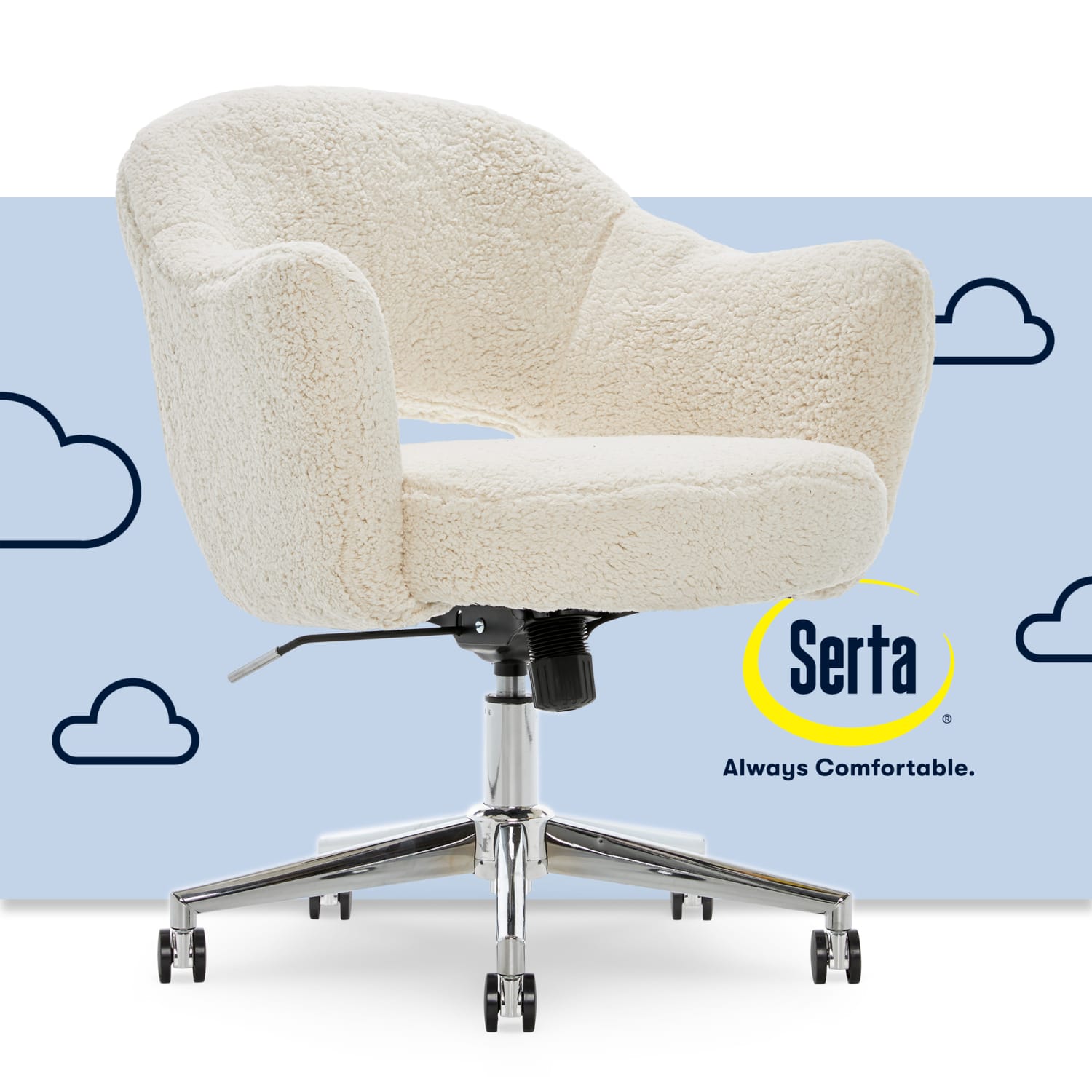 Serta Valetta Fabric Mid-Back Home Office Chair, Cream - Image 5