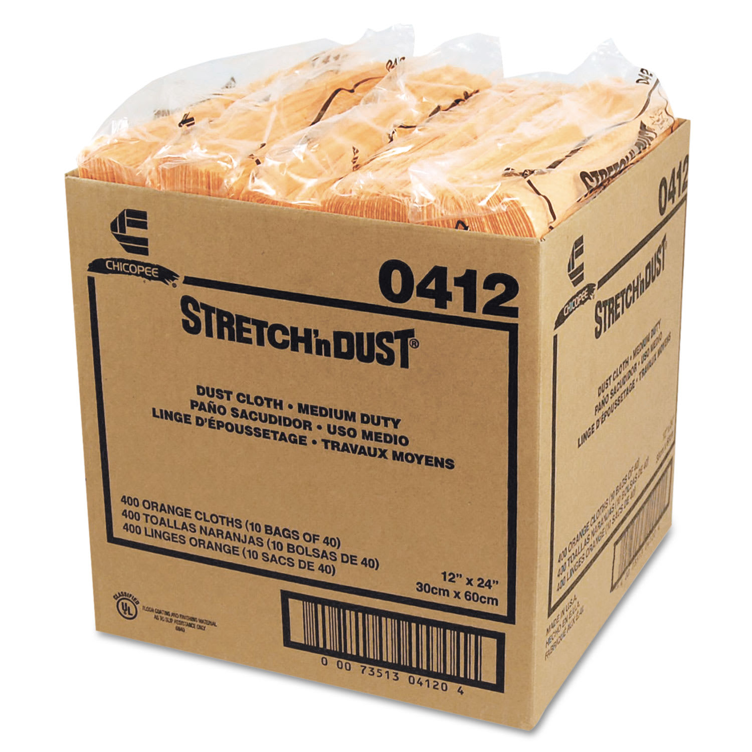 Chix Stretch N Dust Cloths, 11 5/8 x 24, Yellow, 40 Cloths/Pack, 10 Packs/Carton