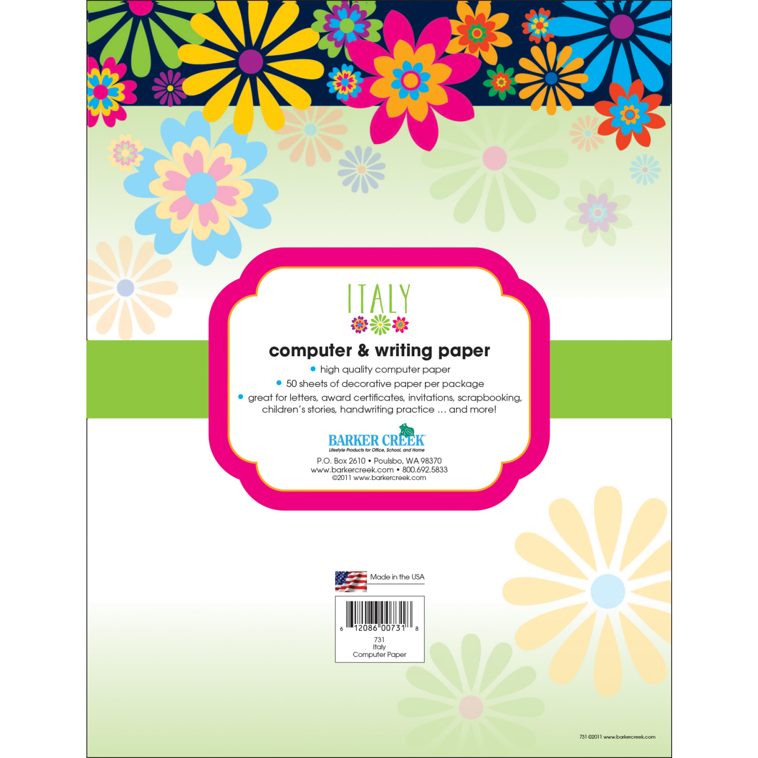 Barker Creek Computer Paper, 8 1/2in x 11in, Italy, Pack Of 50 Sheets - Image 3