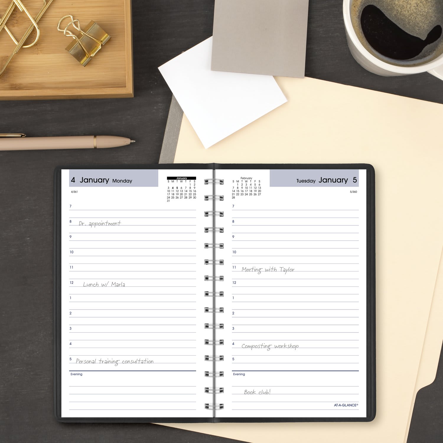 AT-A-GLANCE DayMinder 2027 Daily Appointment Book Planner, Black, Small, 5in x 8in, SK440027 - Image 3