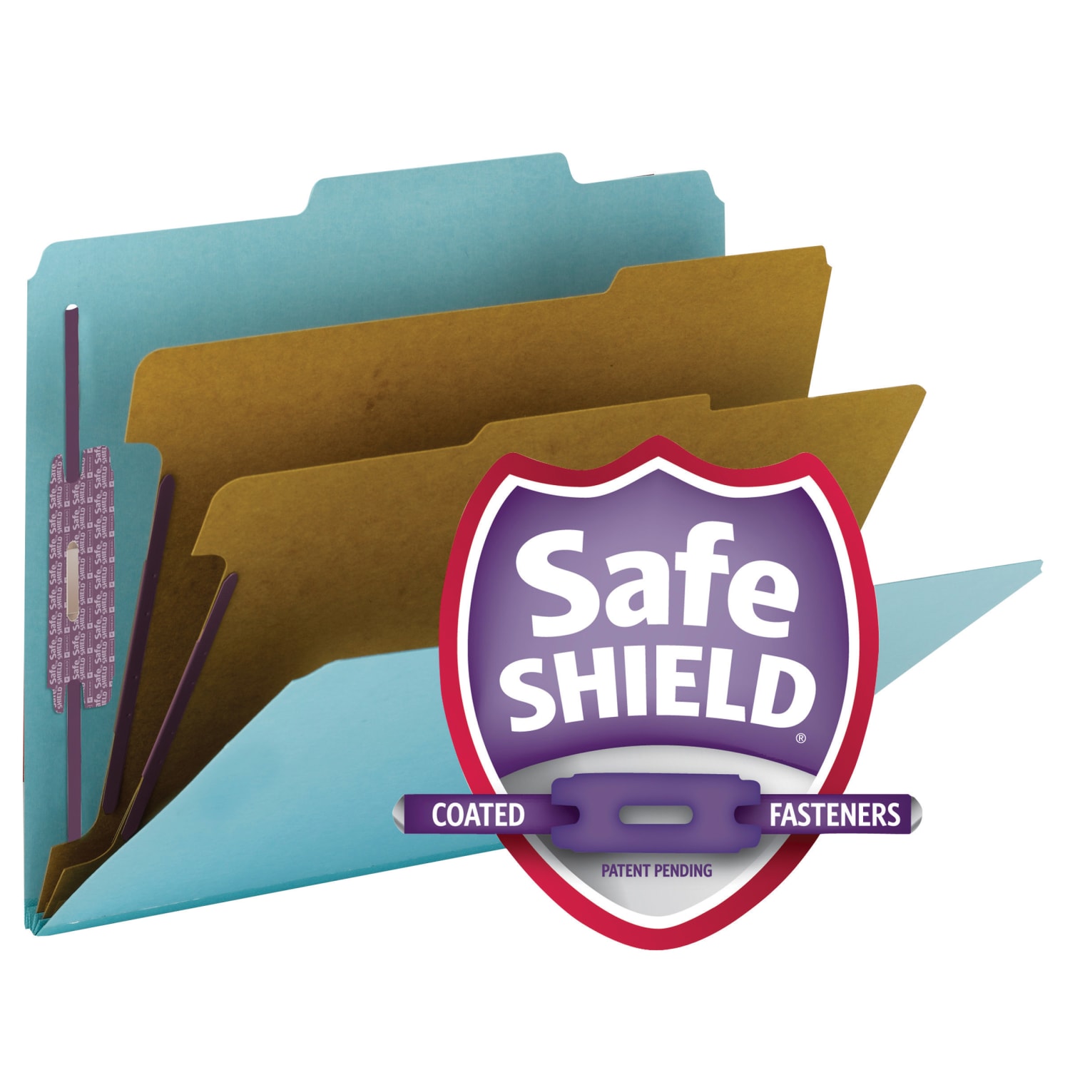 Smead Pressboard Classification Folder, 2 Dividers, Letter Size, 100% Recycled, Blue - Image 5