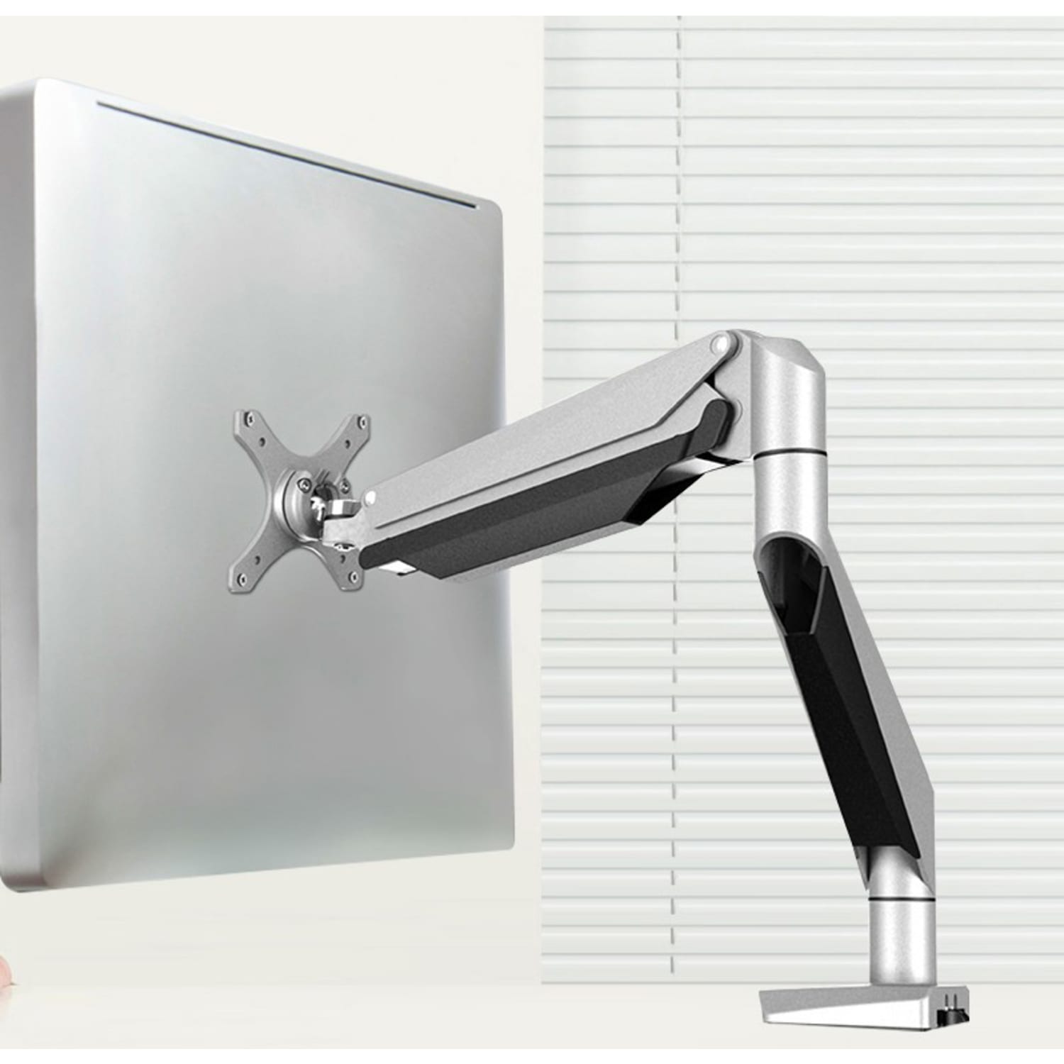 Loctek D7 Gas-Spring Monitor Arm, Single, 20 15/16inH x 5 15/16inW x 12 7/16inD, Silver - Image 3