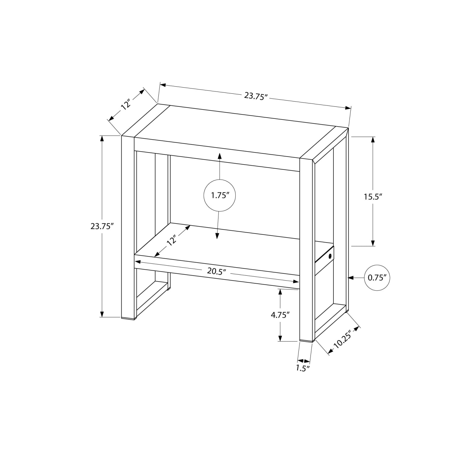 Monarch Specialties Toni Side Table, 23-3/4inH x 23-3/4inW x 12inD, Black - Image 6
