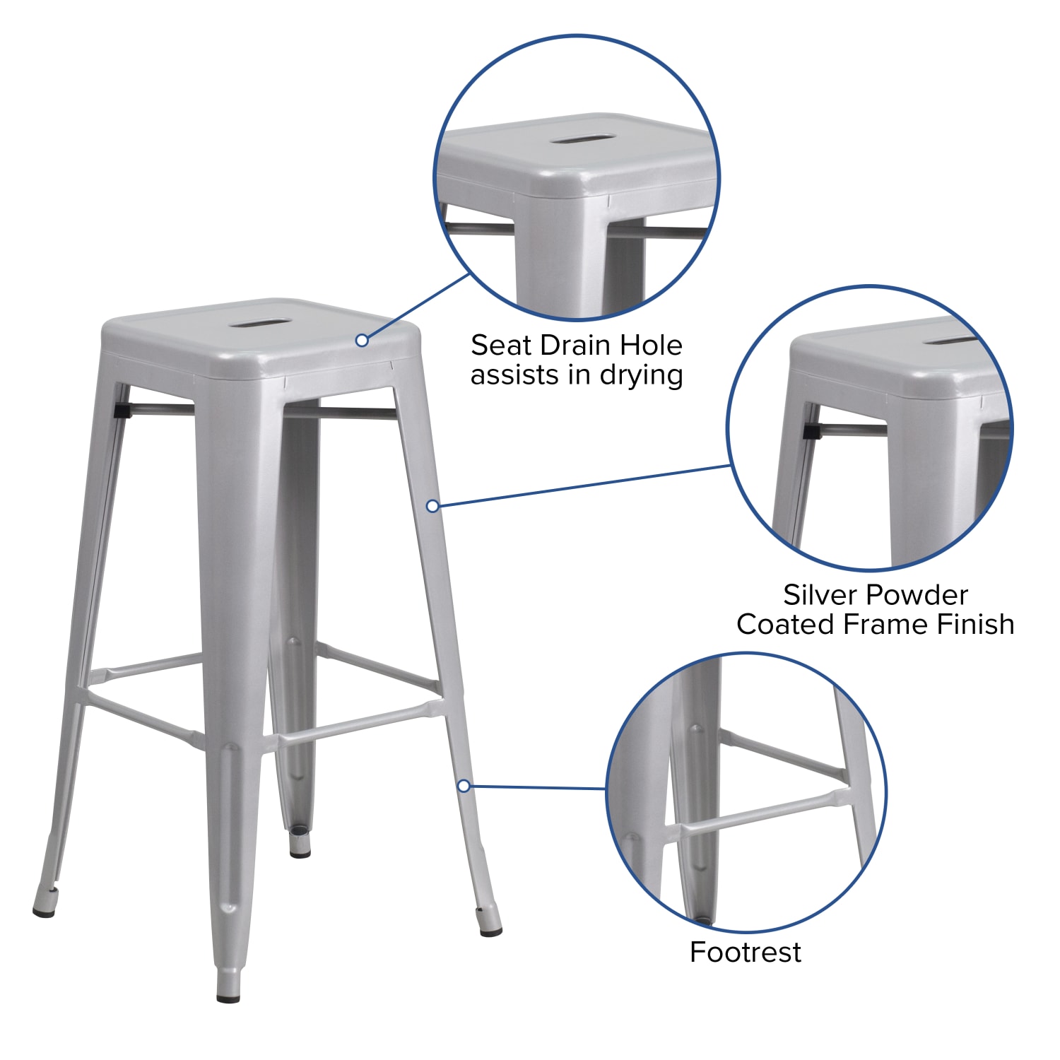 Flash Furniture Commercial Backless Bar Stool Silver PopularChairscom Flash Furniture Commercial Backless Bar Stool Silver PopularChairscom