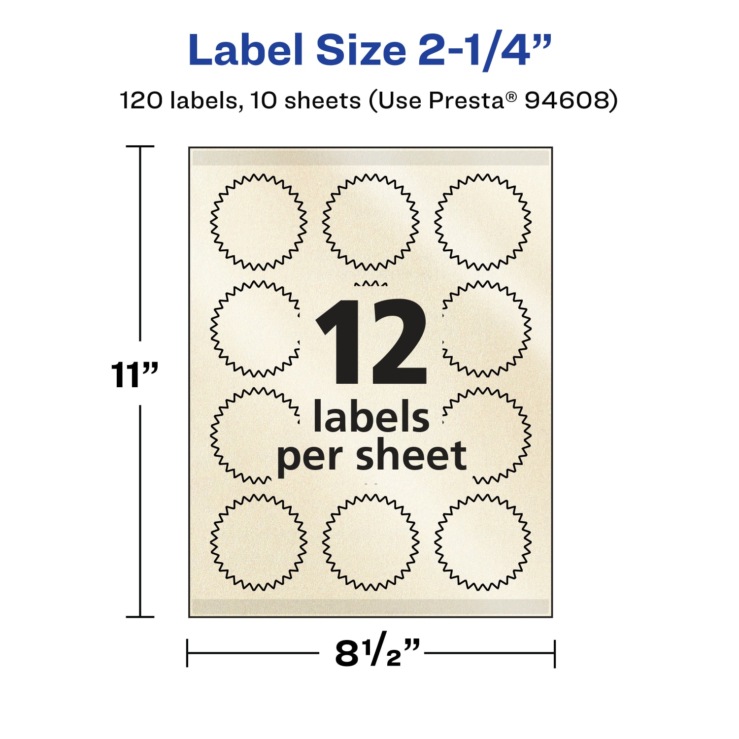 Avery Pearlized Permanent Labels With Sure Feed, 94608-PIP10, Starburst, 2-1/4in, Ivory, Pack Of 120 Labels - Image 6