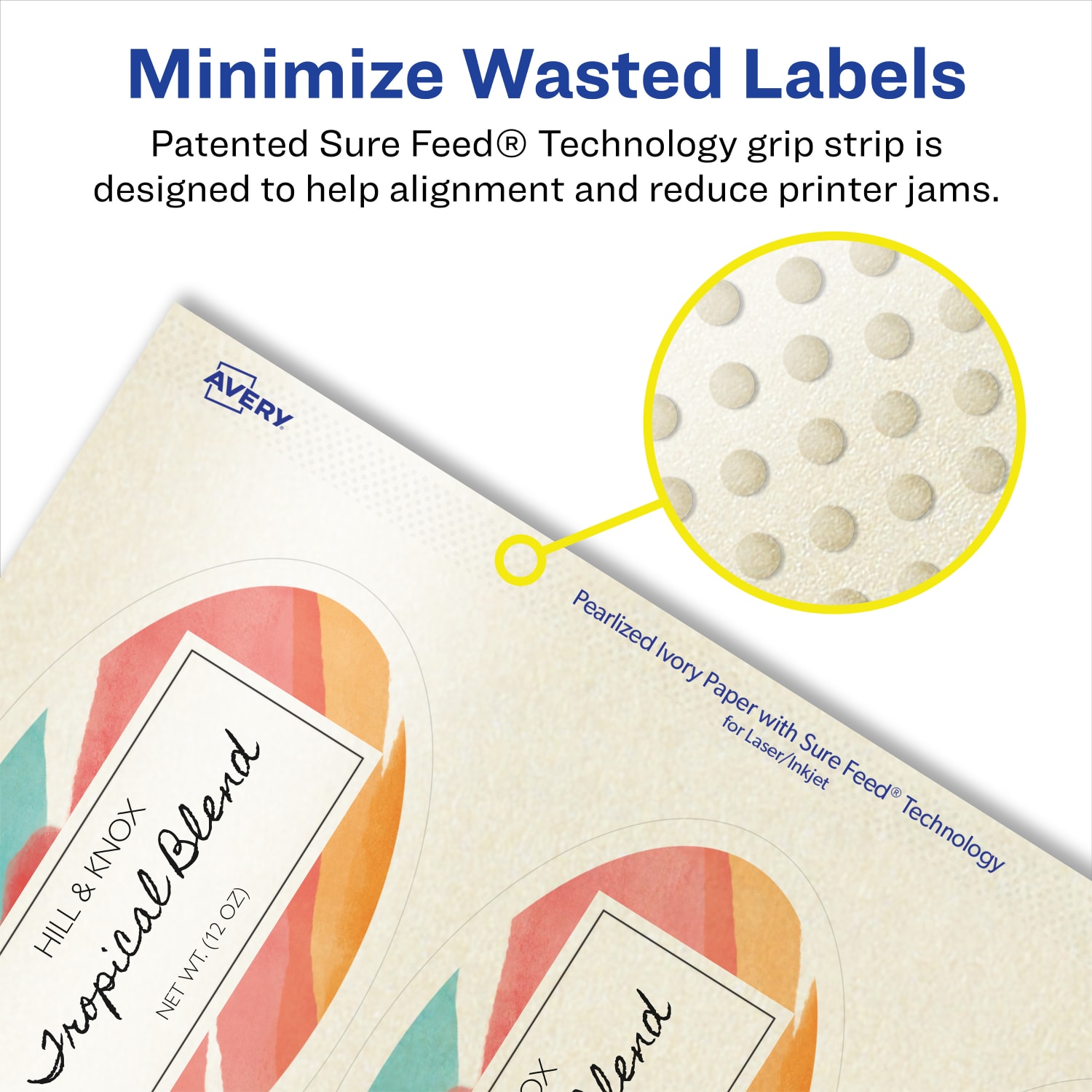 Avery Pearlized Permanent Labels With Sure Feed, 94058-PIP25, Oval, 4-1/4in x 2-1/2in, Ivory, Pack Of 150 Labels - Image 5