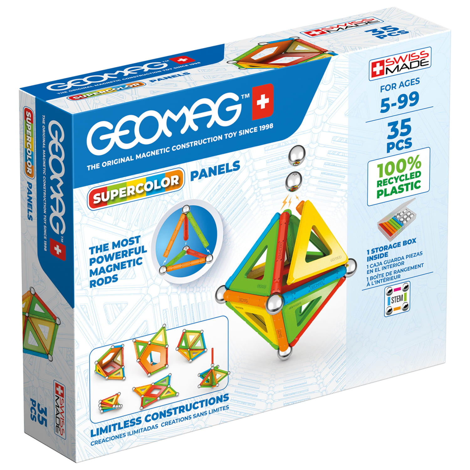 Geomag Magnetic Building Set, Supercolor Recycled, 35 Pieces - Image 3