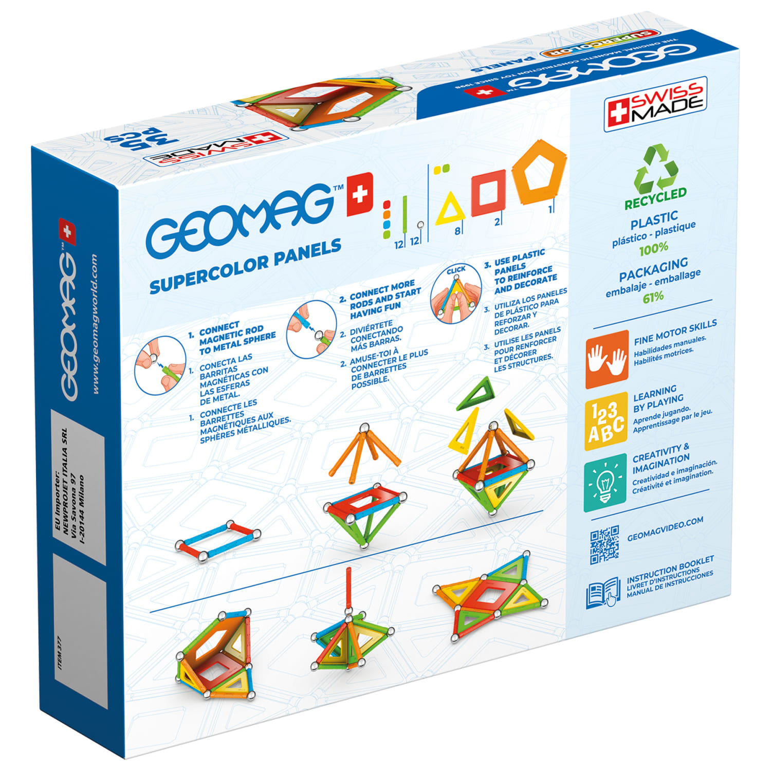 Geomag Magnetic Building Set, Supercolor Recycled, 35 Pieces - Image 4