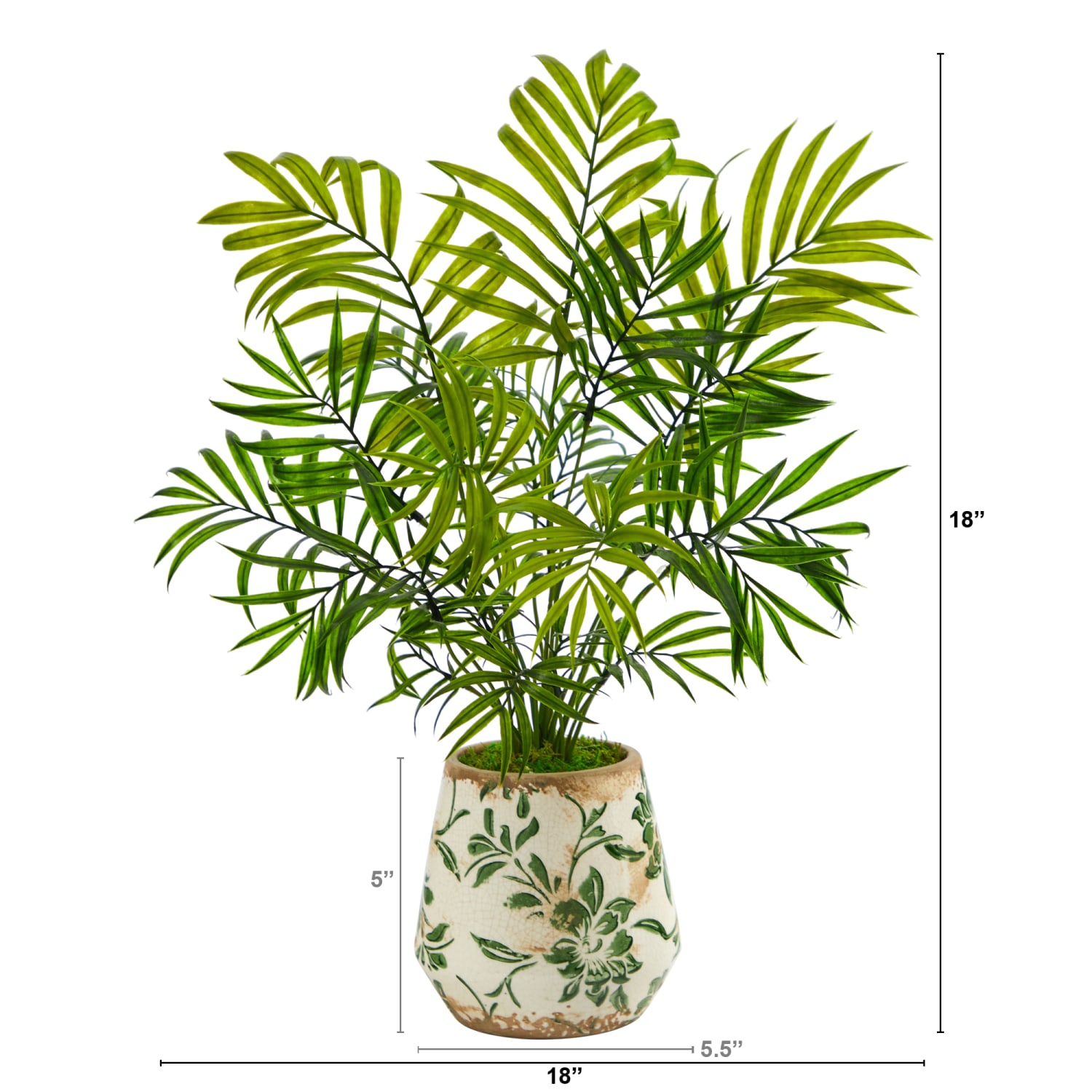 Nearly Natural Mini Areca Palm 18inH Artificial Plant With Vase, 18inH x 18inW x 13inD, Green/White - Image 3