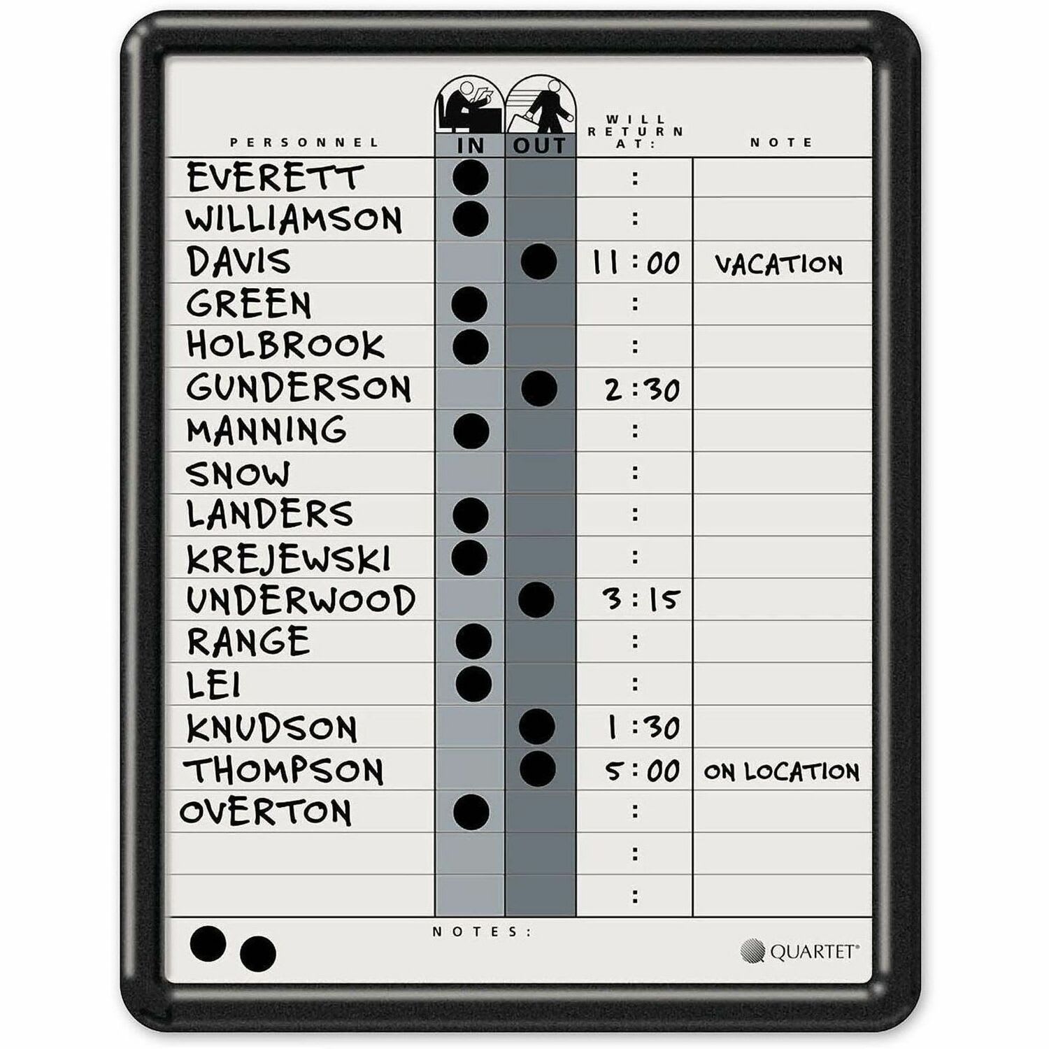 Quartet Classic Gray In/Out Board, 11in x 14in, Aluminum Frame With Black Finish