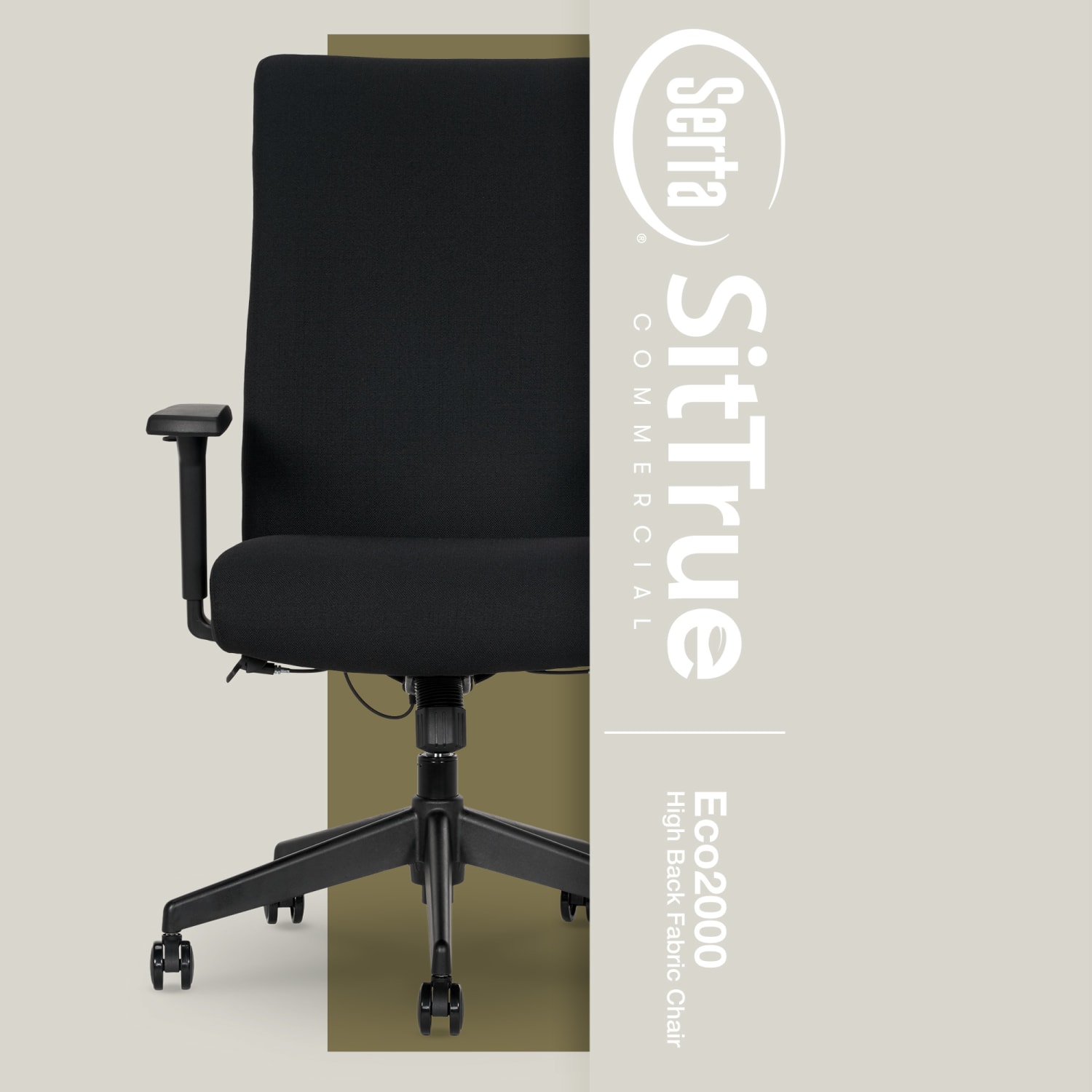 Serta Commercial Eco-2000 High-Back Ergonomic Fabric Chair, Black - Image 6