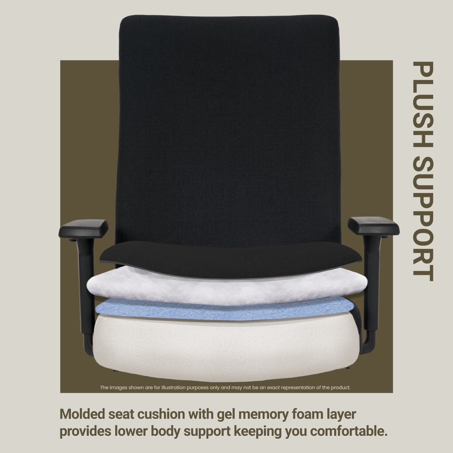 Serta Commercial Eco-2000 High-Back Ergonomic Fabric Chair, Black - Image 9