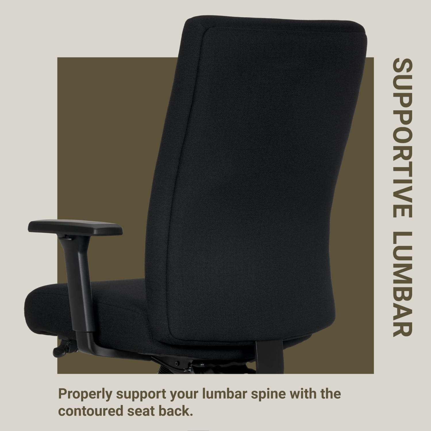 Serta Commercial Eco-2000 High-Back Ergonomic Fabric Chair, Black - Image 13