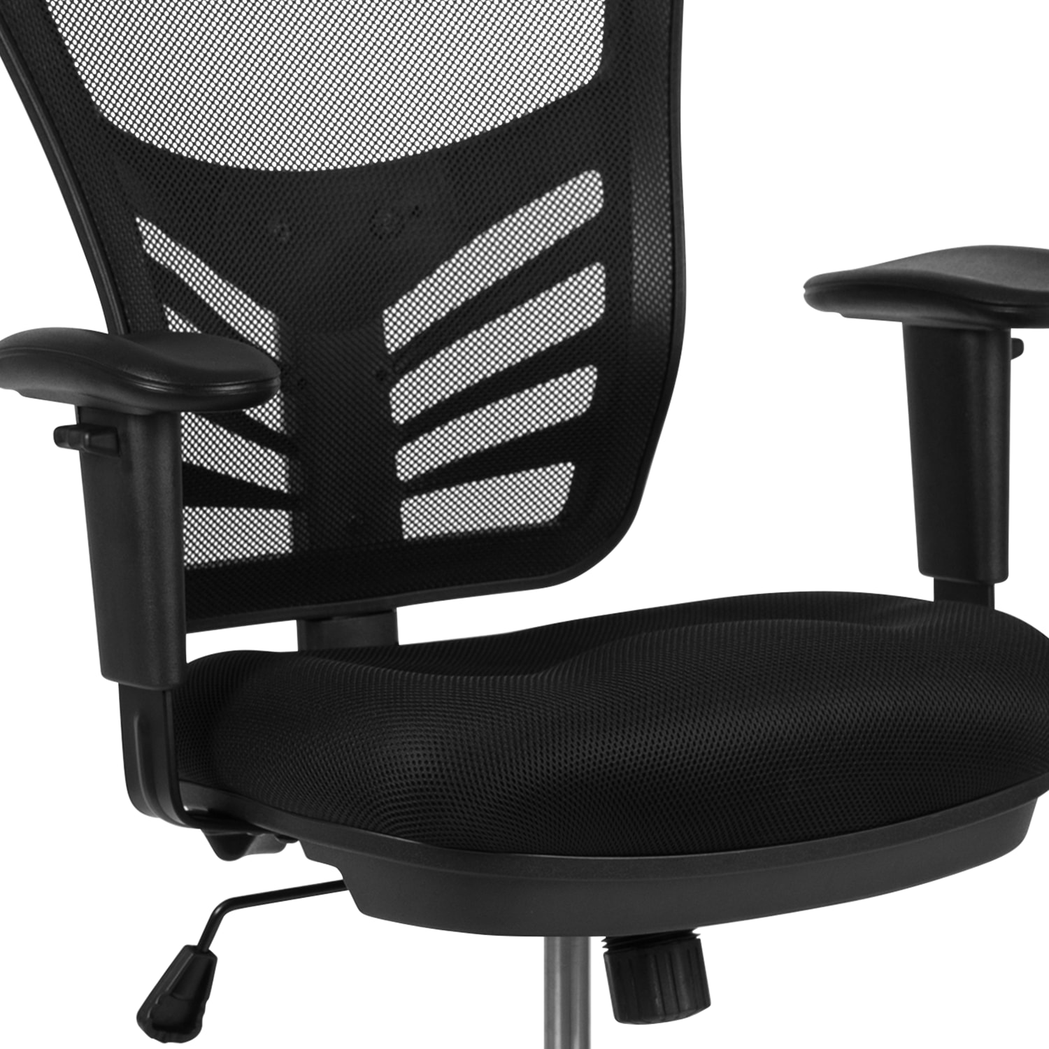 Flash Furniture Mid Back Mesh Ergonomic Drafting Chair with Adjustable Chrome Foot Ring Adjustable Arms Black PopularChairscom