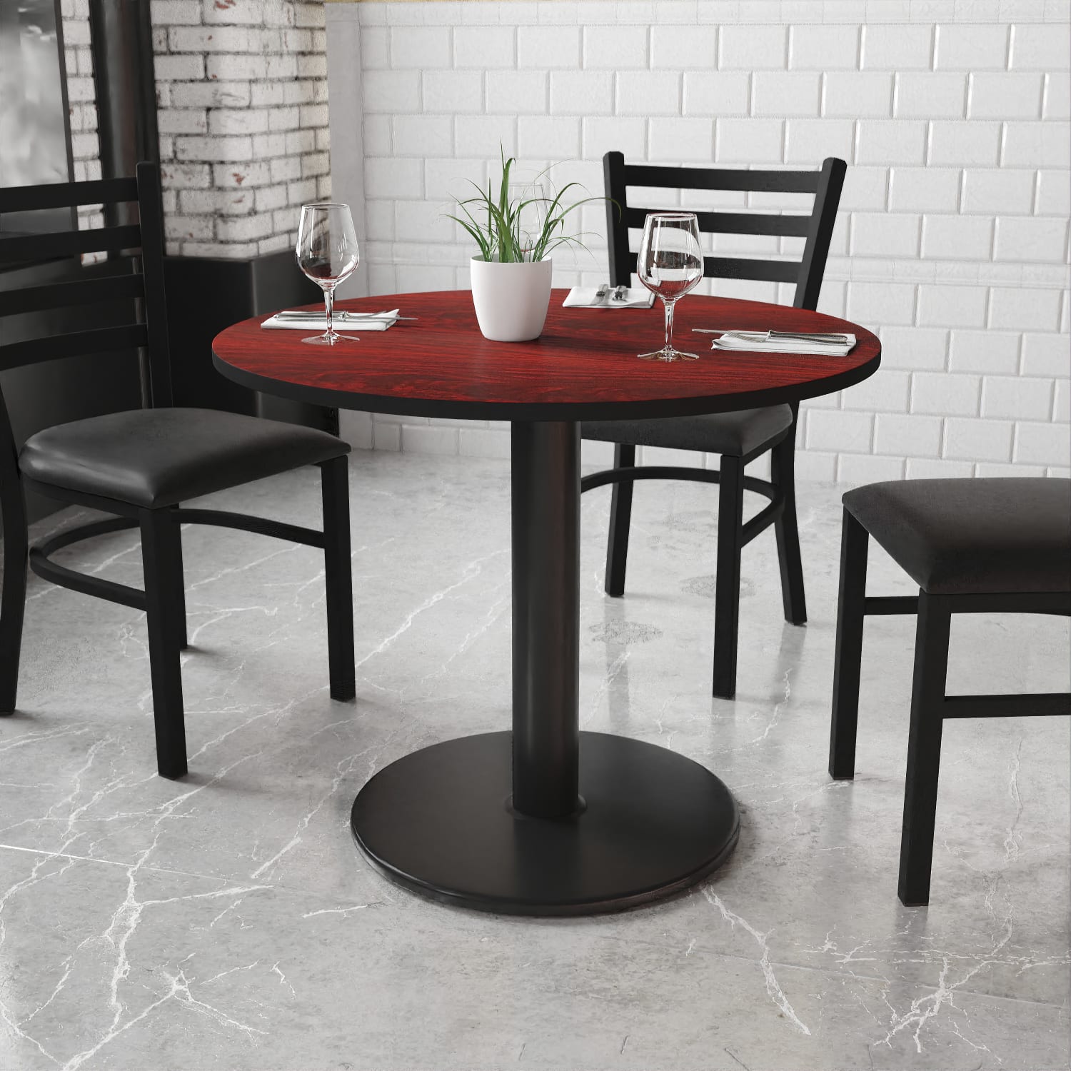 Flash Furniture Round Hospitality Table, 31-3/16inH x 36inW x 36inD, Mahogany