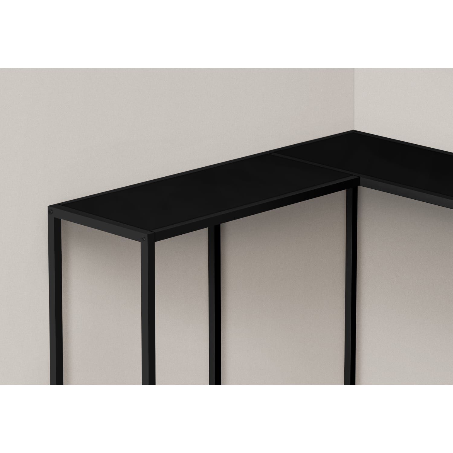 Monarch Specialties Jan L-Shaped Metal Console Table, 32inH x 36inW x 36inD, Black - Image 4