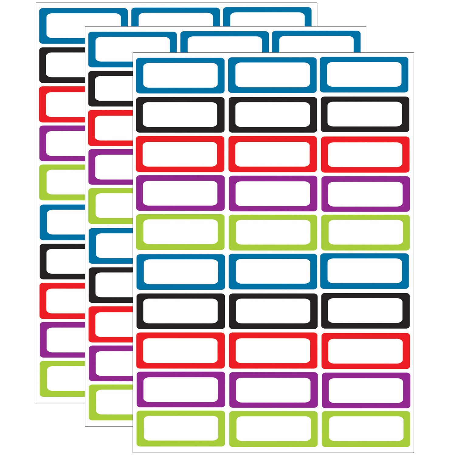Ashley Productions Die-Cut Magnetic Foam Labels/Nameplates, 2-1/2in x 1in, Assorted Colors, 30 Labels Per Pack, Set Of 3 Packs