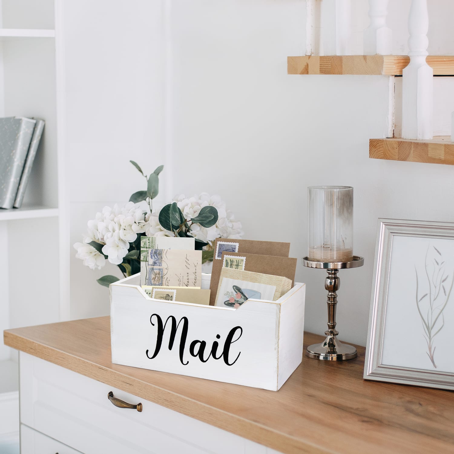 Elegant Designs Tabletop Decorative Script Word Organizer Box, 5-1/2inH x 5-1/2inW x 11-1/2inD, Whitewash - Image 6