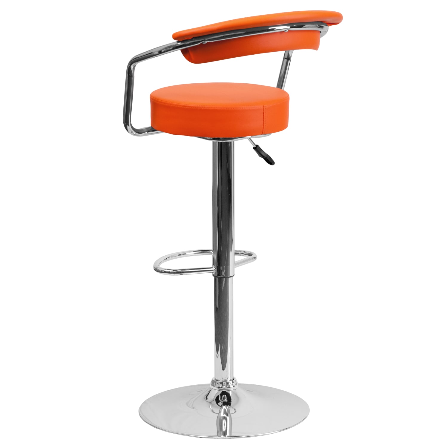 Flash Furniture Contemporary Vinyl Adjustable Height Barstool with Arms and Chrome Base, Orange - Image 5
