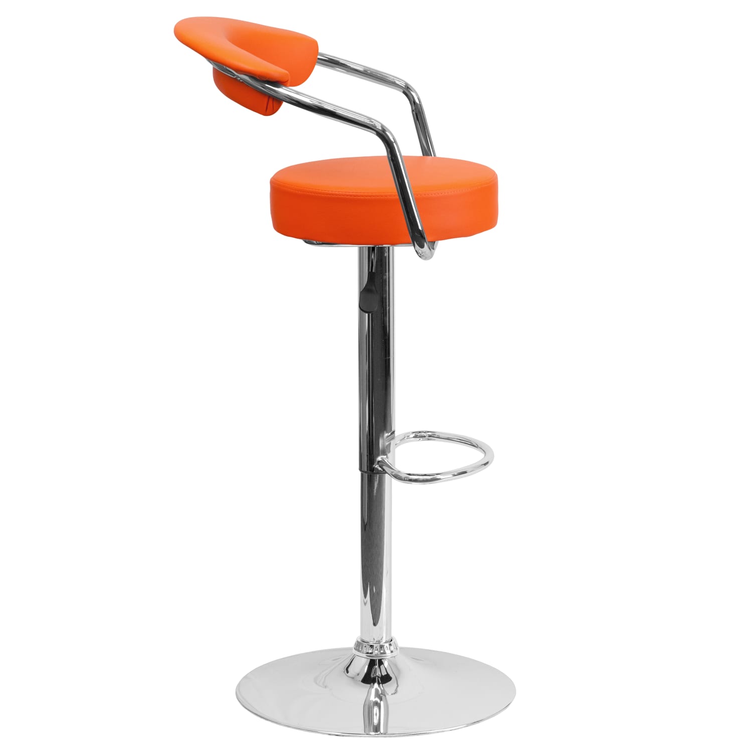 Flash Furniture Contemporary Vinyl Adjustable Height Barstool with Arms and Chrome Base, Orange - Image 6