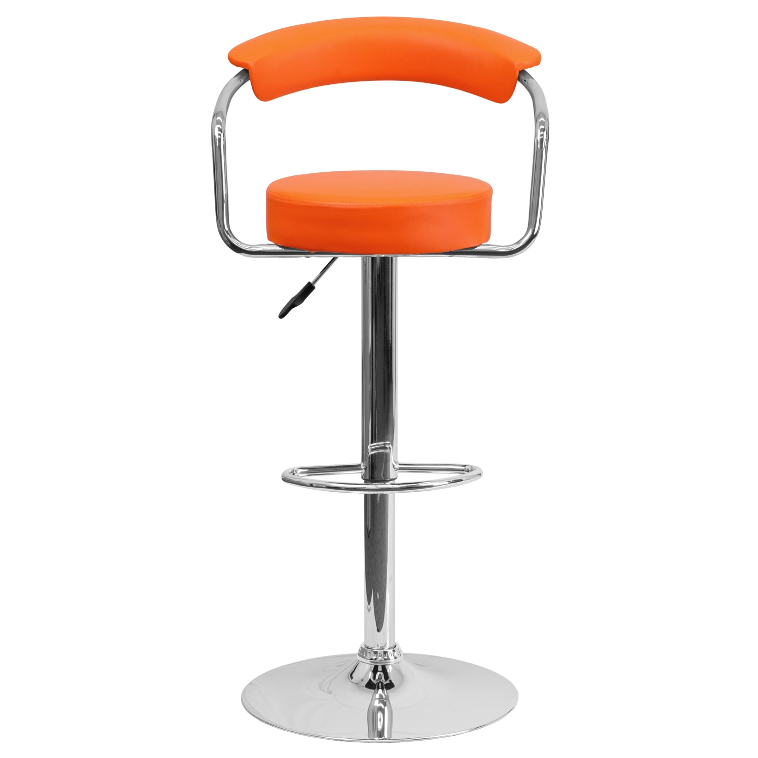 Flash Furniture Contemporary Vinyl Adjustable Height Barstool with Arms and Chrome Base, Orange - Image 7