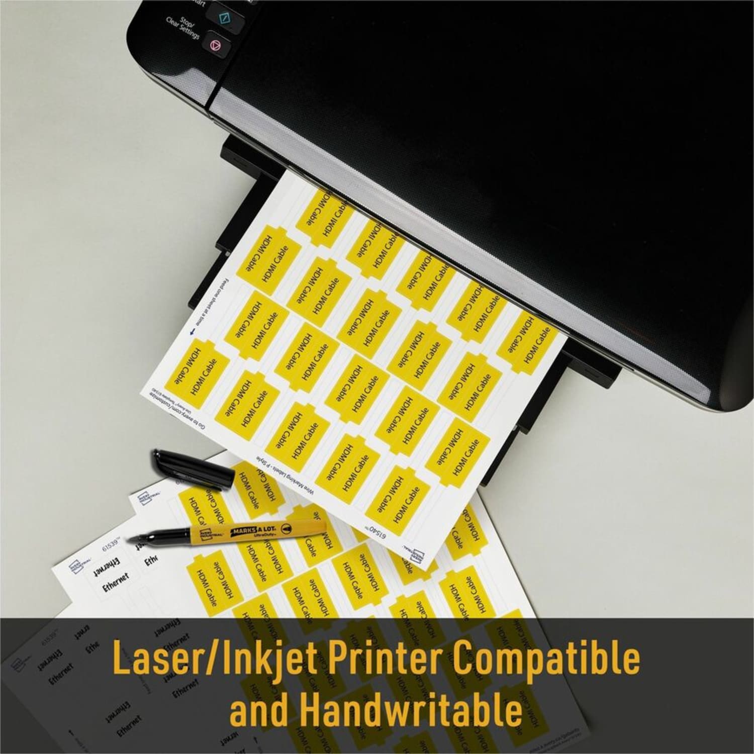 Avery Cable Labels, P-Style, 1.02in x 3.3in , 300 Total (61540) - Waterproof - 1 1/64in Width x 3 19/64in Length - Permanent Adhesive - P-shaped - Laser - White - Film - 30 / Sheet - 10 Total Sheets - 300 Total Label(s) - 1 - Image 6