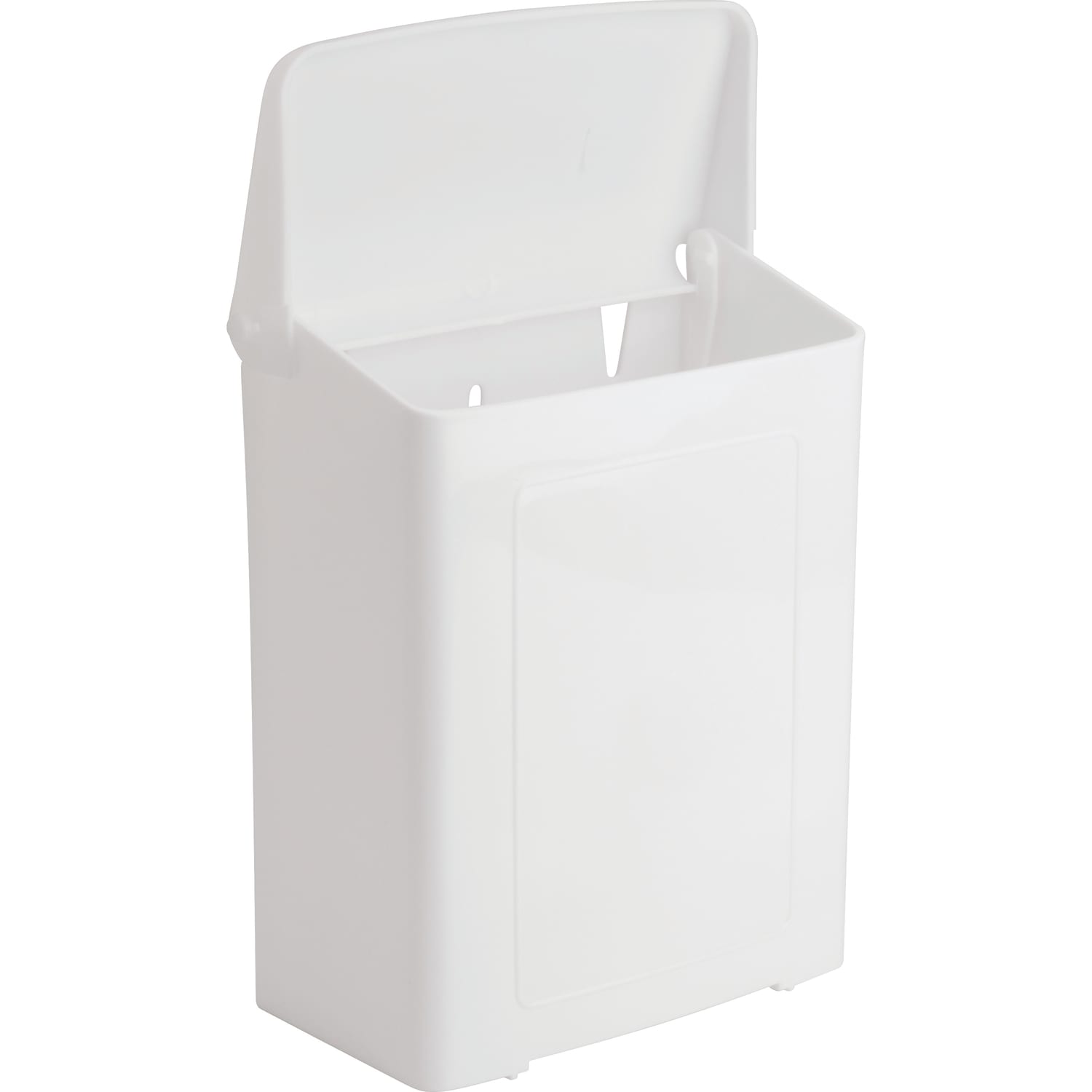 Impact Safe-Use Wall Mountable Sanitary Napkin Receptacle, 10-5/8inH, 9inW x 4-5/8inD, White - Image 4