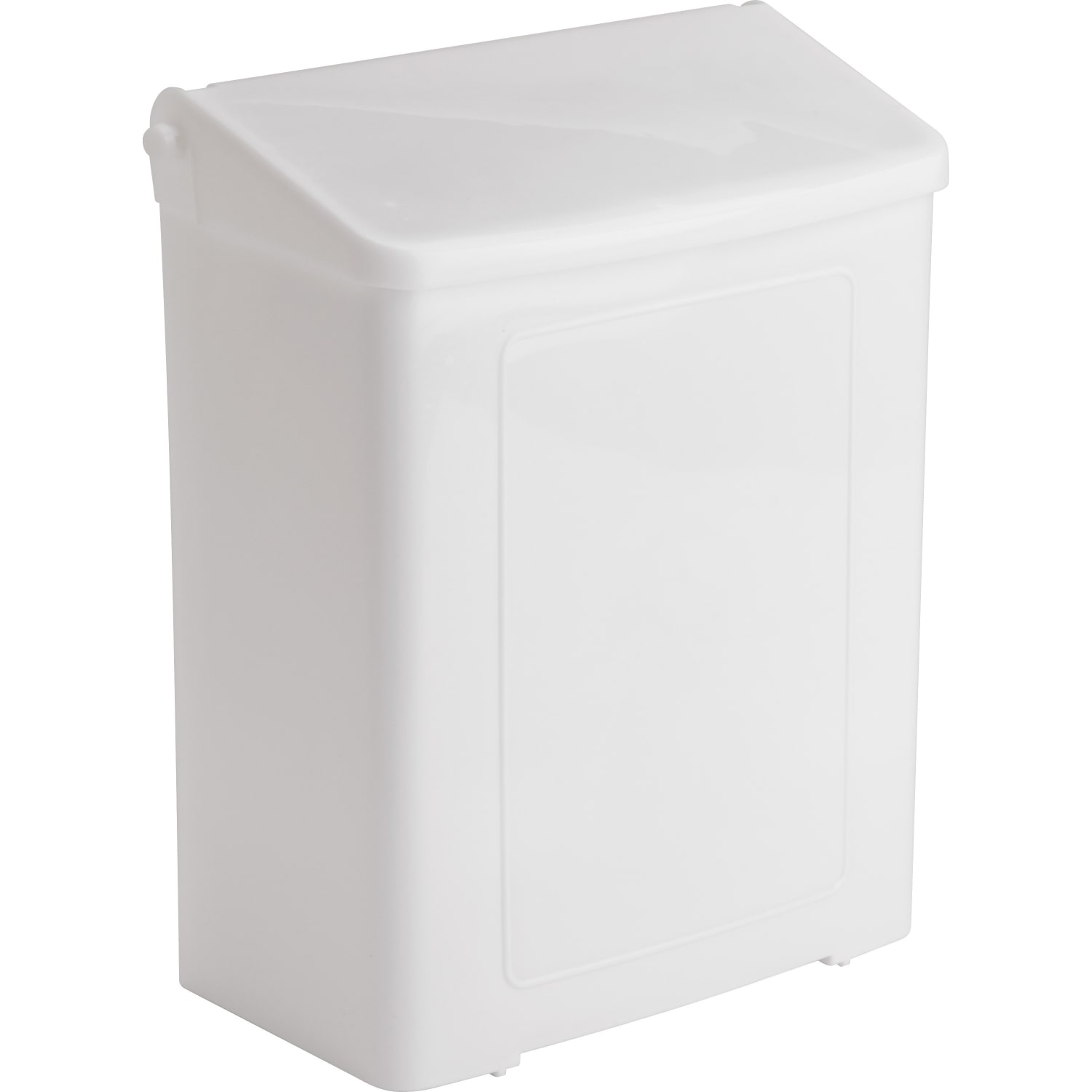 Impact Safe-Use Wall Mountable Sanitary Napkin Receptacle, 10-5/8inH, 9inW x 4-5/8inD, White - Image 6