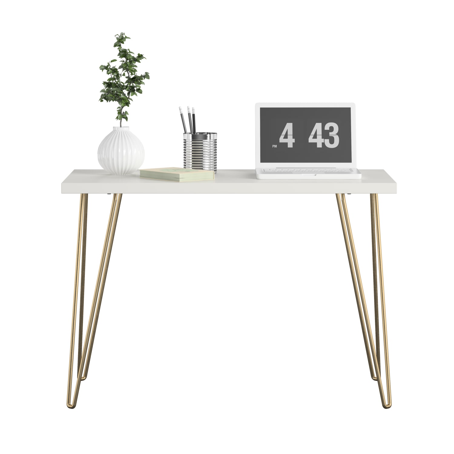 Ameriwood Home Owen 40inW Writing Desk, White/Gold - Image 5