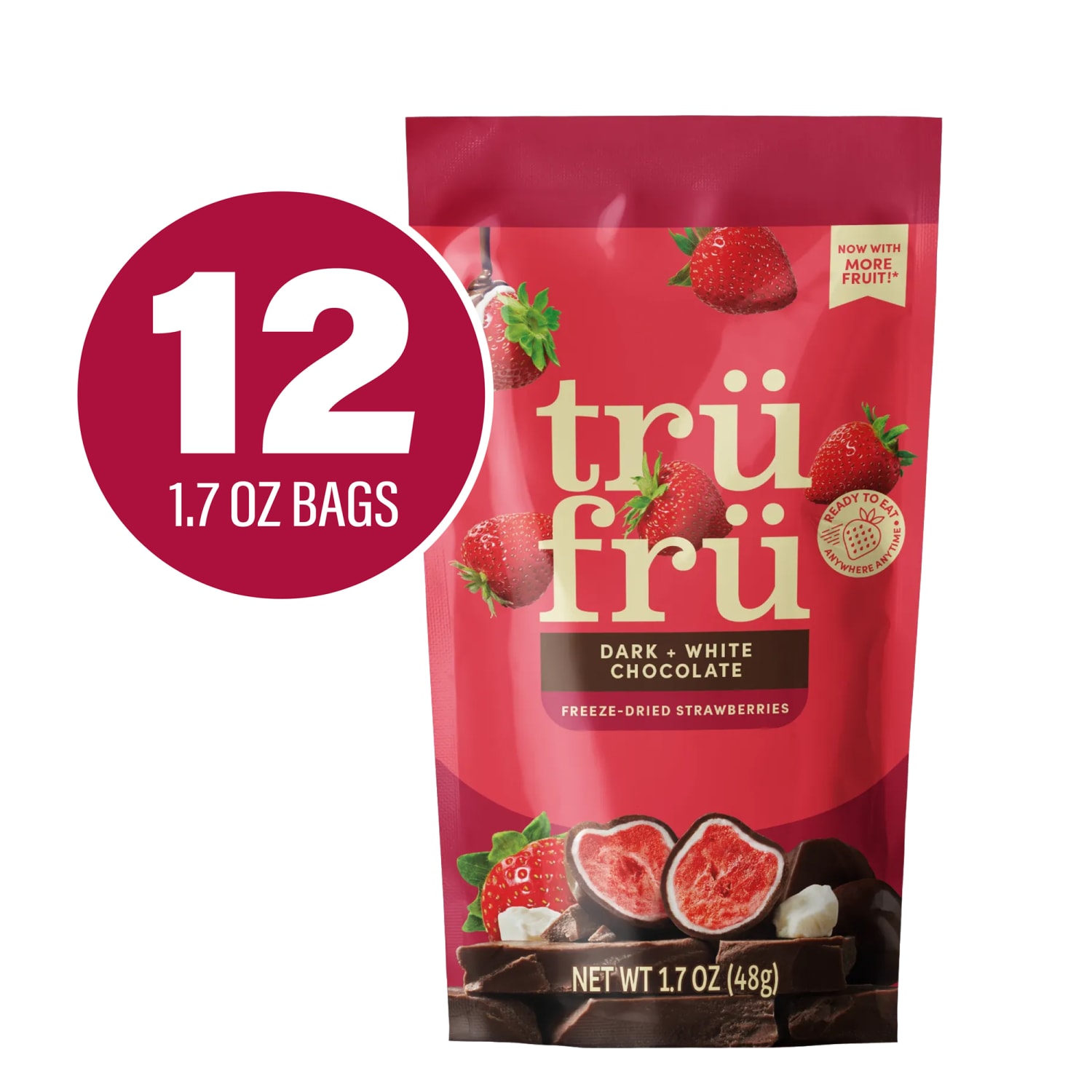 Tru Fru Hyper-Dried Grab & Go Strawberries In White & Dark Chocolate, 1.7 Oz, Total Qty 12 - Image 3