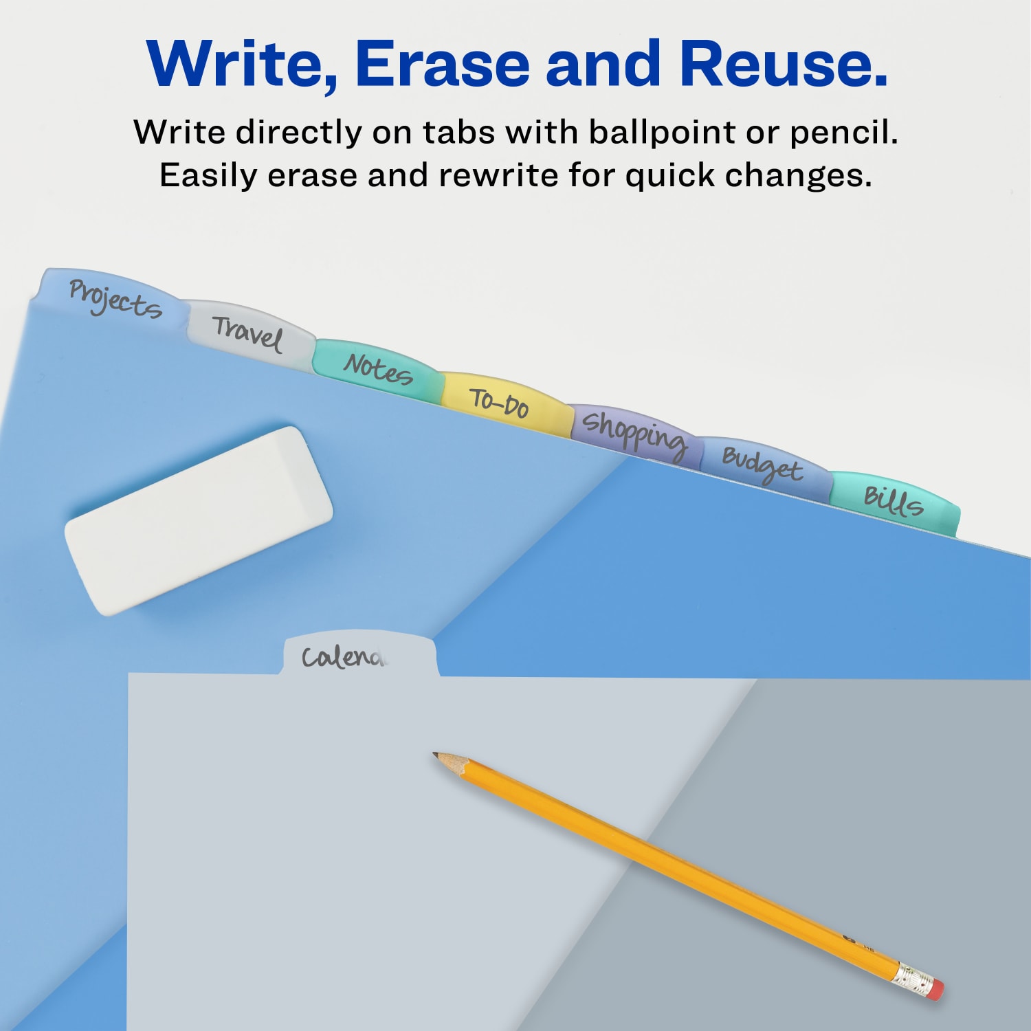 Avery Write & Erase Pocket Plastic Dividers For 3 Ring Binders, 9-1/4in x 11-1/4in, 8-Tab Set, Multicolor, 1 Set - Image 5