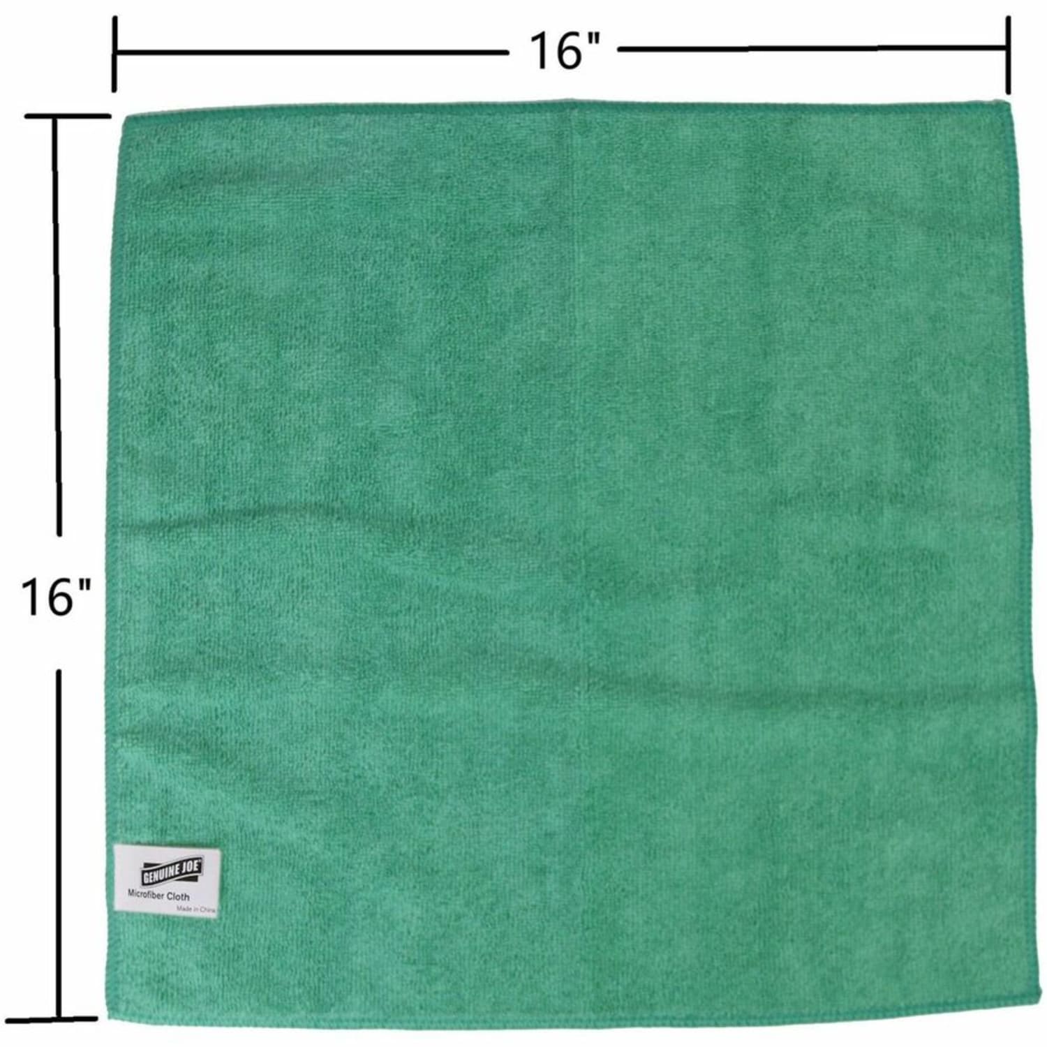 Genuine Joe General Purpose Microfiber Cloth - For Multipurpose - Cloth - 16in x 16in- Chemical Resistant, Oil-free, Lint-free - Green - 12 / Bag - Image 5