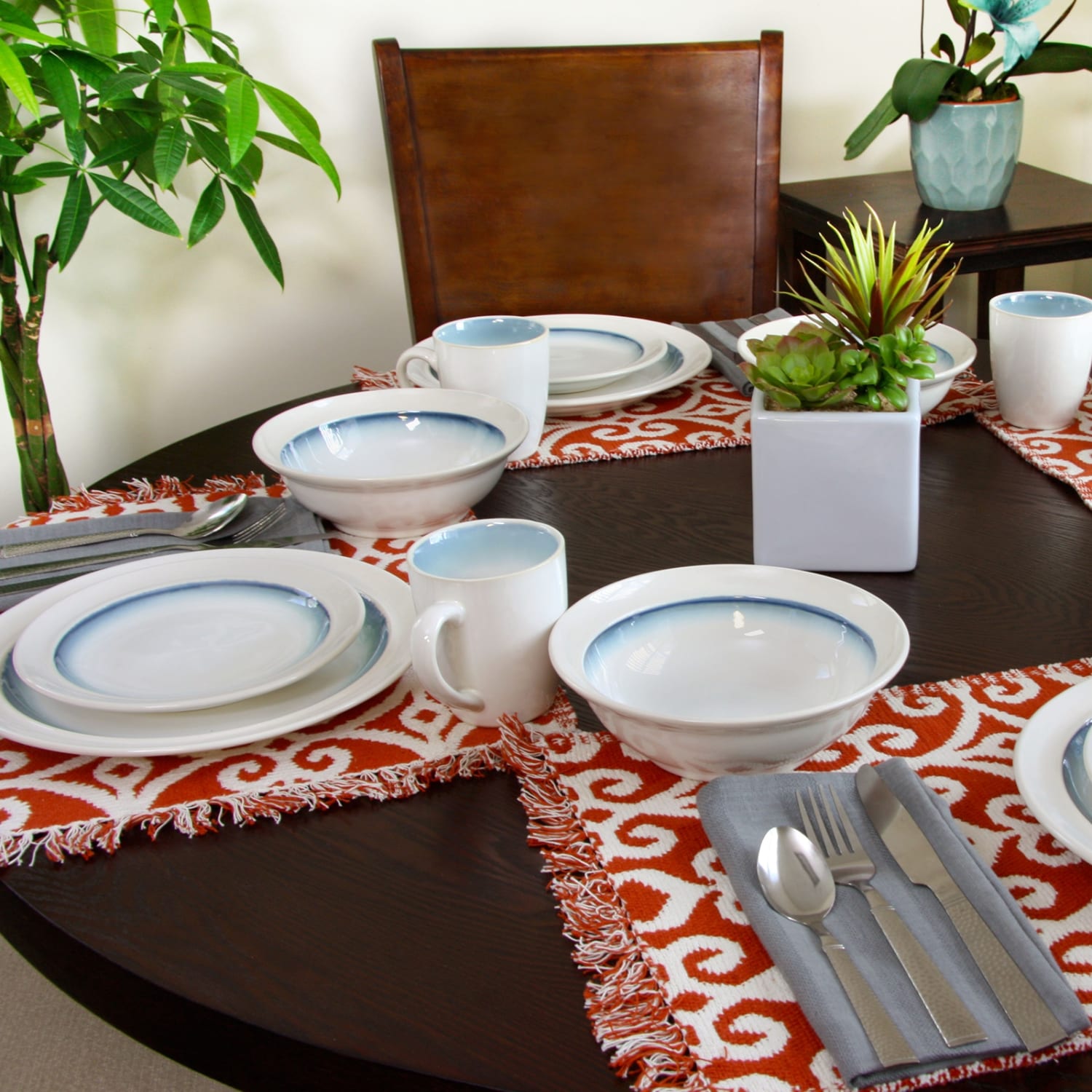 Gibson Elite Lawson 16-Piece Dinnerware Set, Teal - Image 3