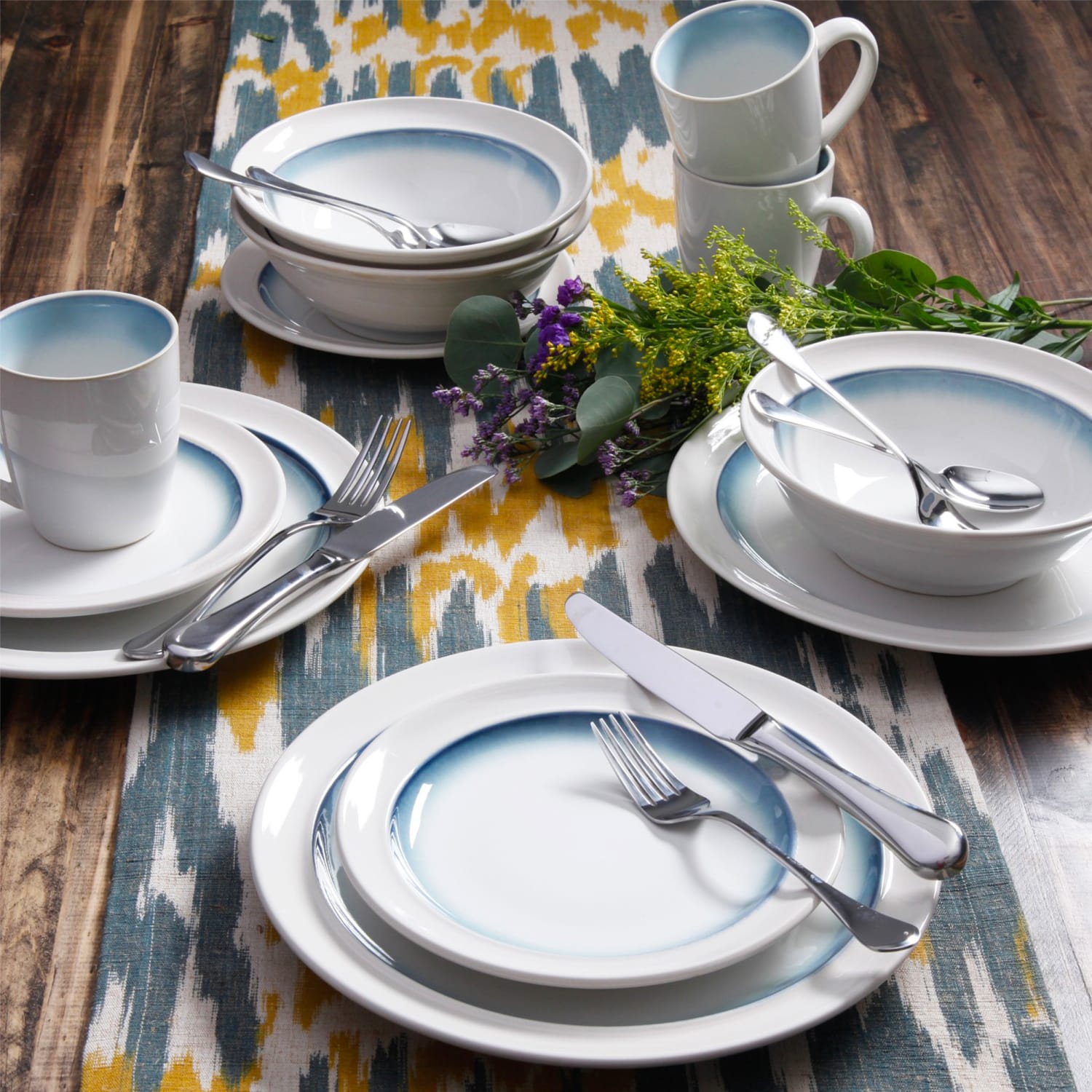Gibson Elite Lawson 16-Piece Dinnerware Set, Teal - Image 6