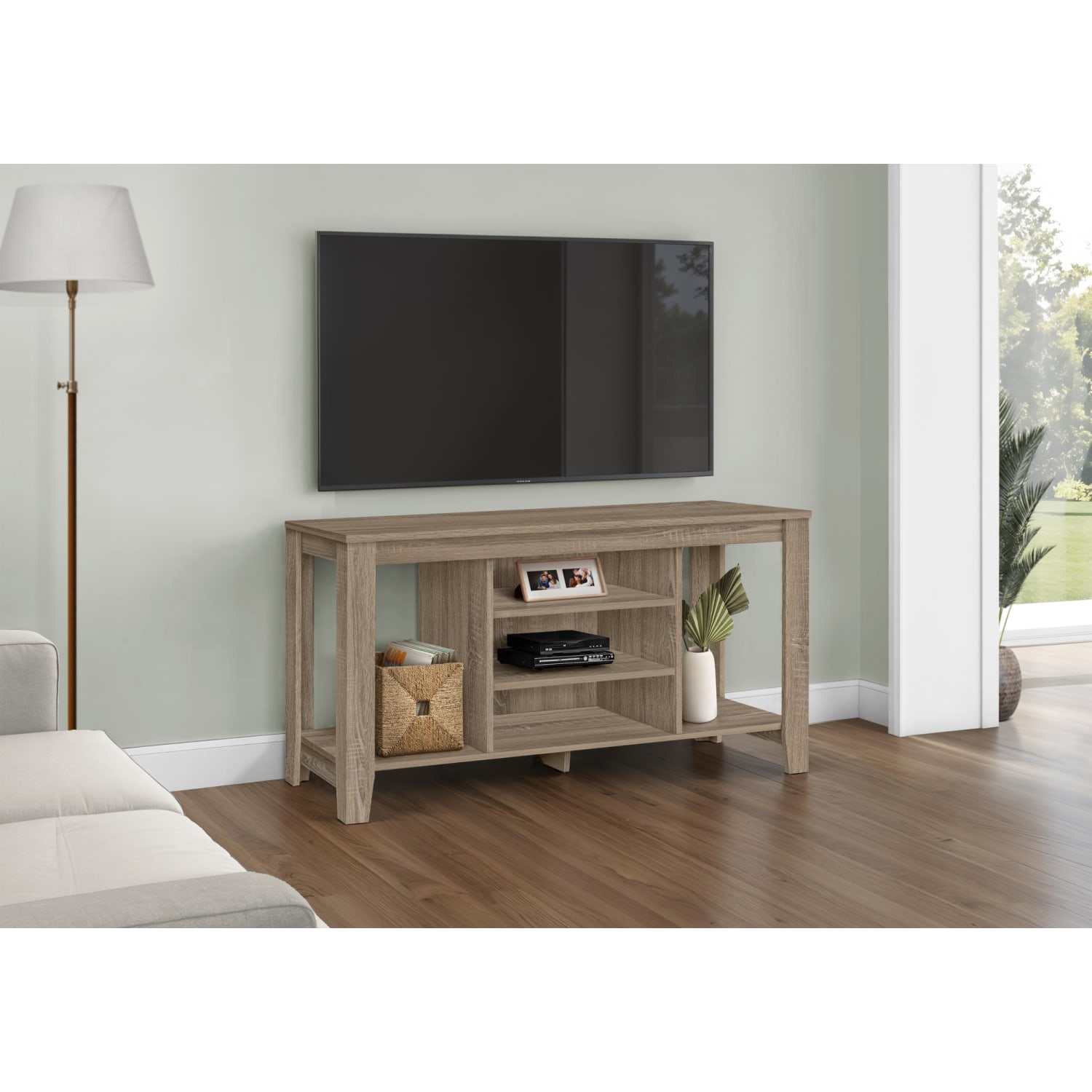 Monarch Specialties Ezra TV Stand, 24-1/4inH x 47-3/4inW x 17-1/4inD, Dark Taupe - Image 3