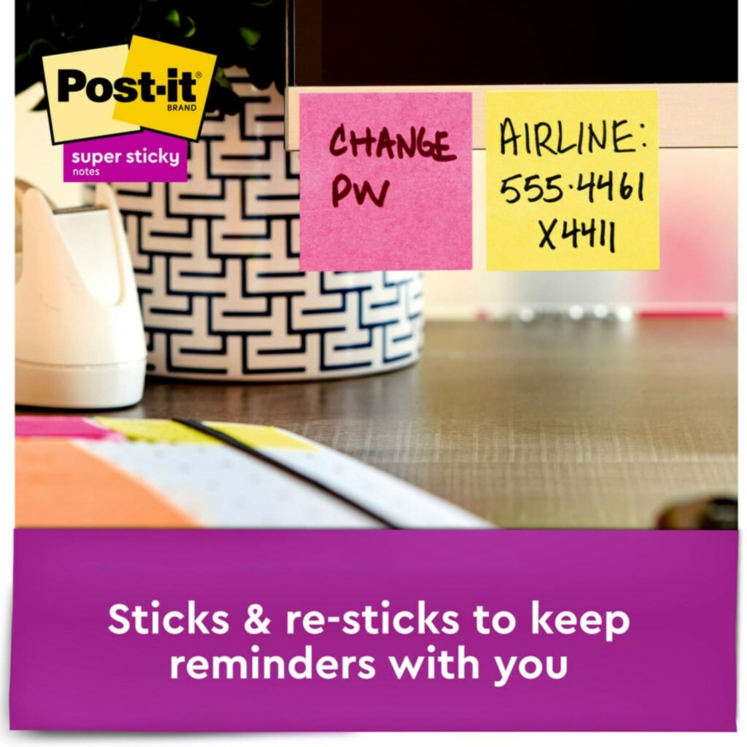 Post-it Super Sticky Notes - Energy Boost Color Collection - 2in Flag/Notex 2in Flag/Note - Square - 90 Sheets per Pad - 62218SSAUC - Image 6