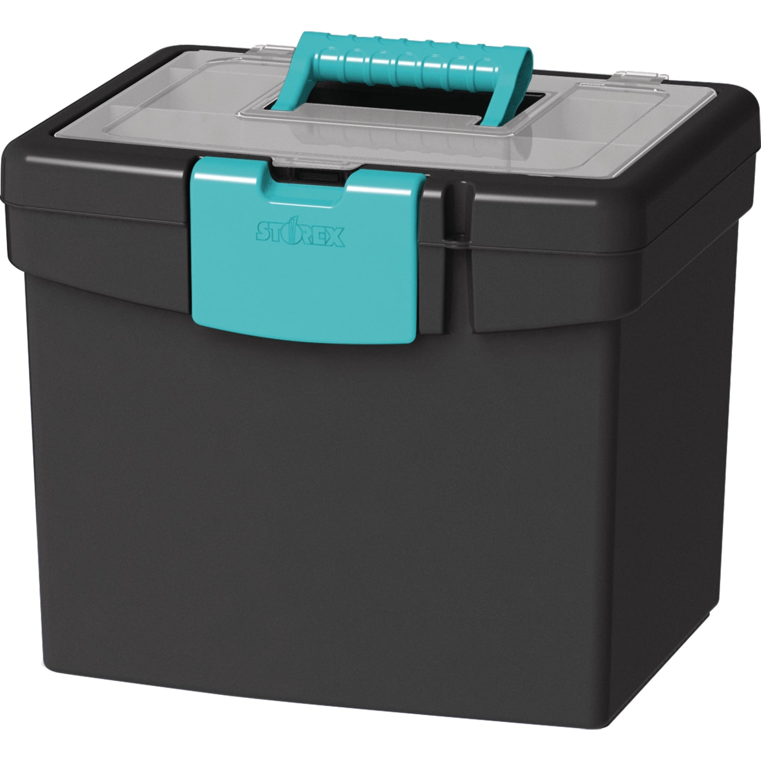 Storex File Storage Box with XL Storage Lid, Black/Teal - Image 4