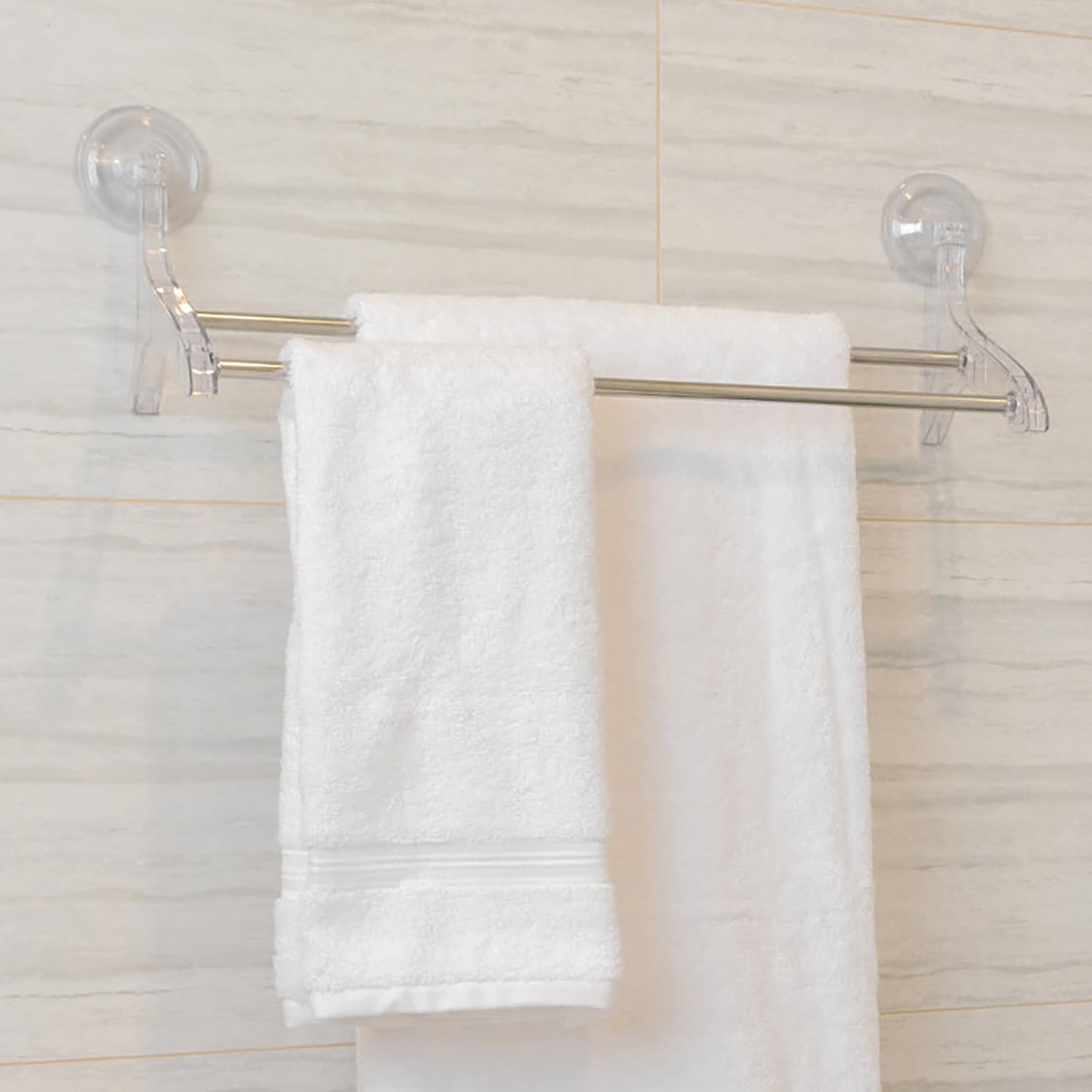 Better Houseware Suction-Cup Double Towel Bar, 6-3/8inH x 5-3/8inW x 21-3/16inD, Clear - Image 4