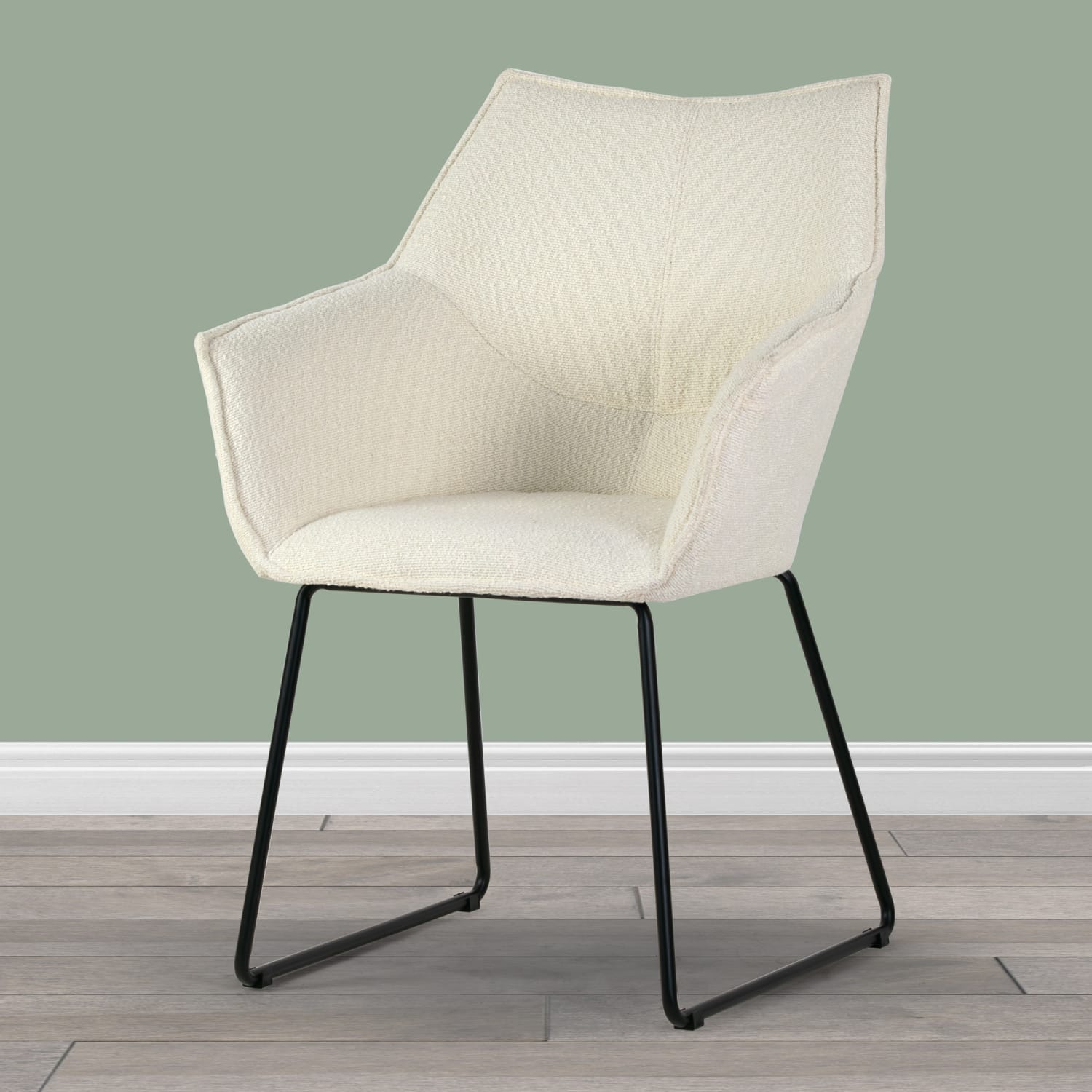 Glamour Home Amna Boucle Accent Arm Chairs With Metal Legs, Cream, Set Of 2 Chairs - Image 3