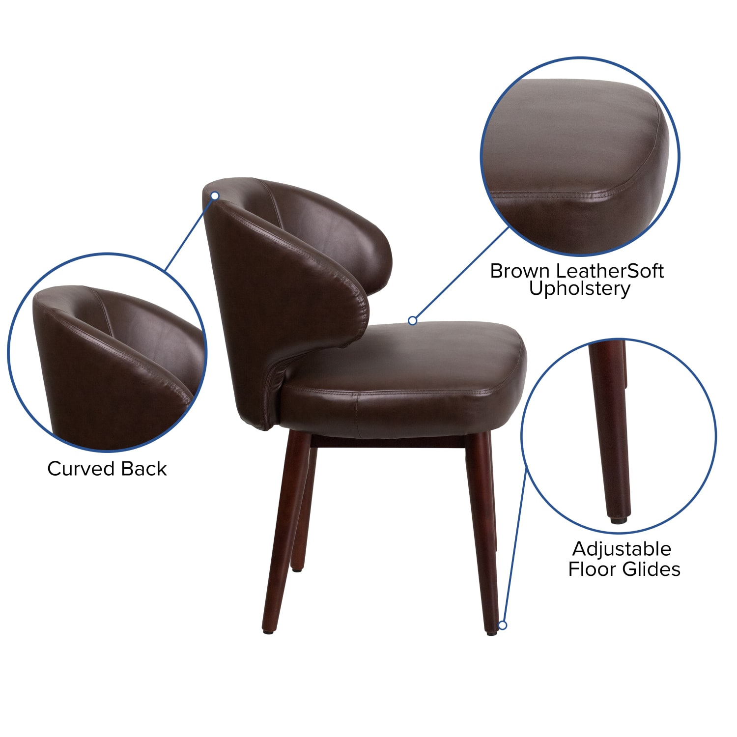 Flash Furniture Comfort Back Series Leathersoft Side Reception Chair, Brown/Walnut - Image 5