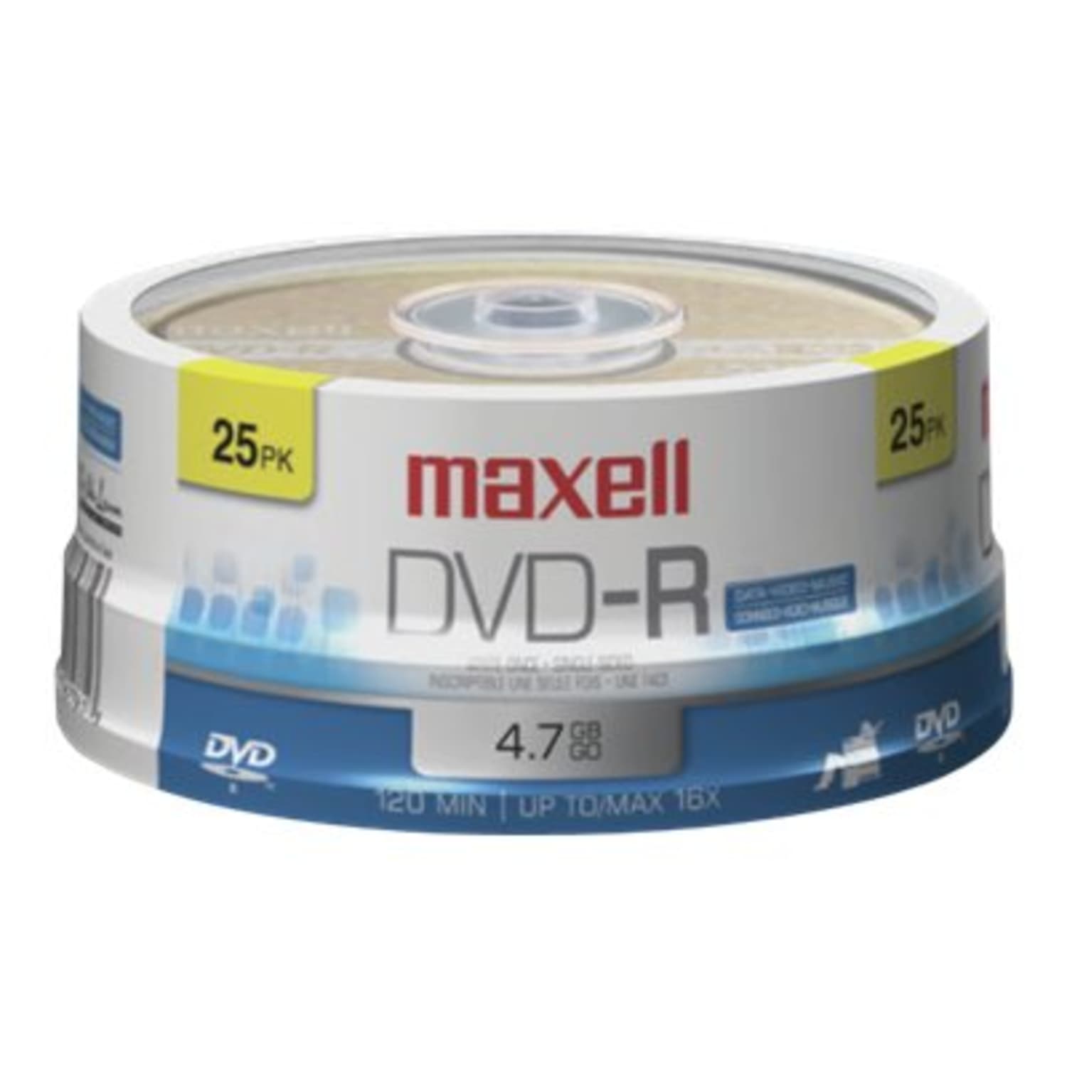 Maxell DVD-R Recordable Media Spindle, 4.7GB/120 Minutes, Pack Of 25