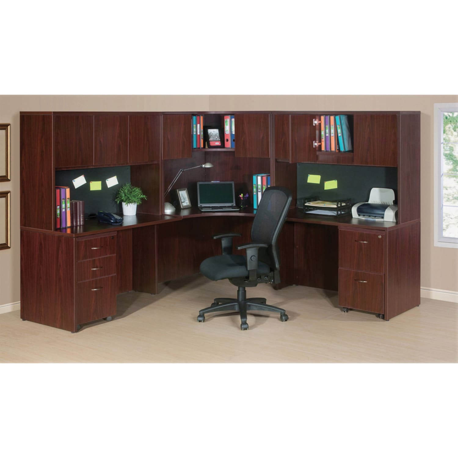 Lorell Essentials 72inW Reception Computer Desk, Mahogany - Image 6