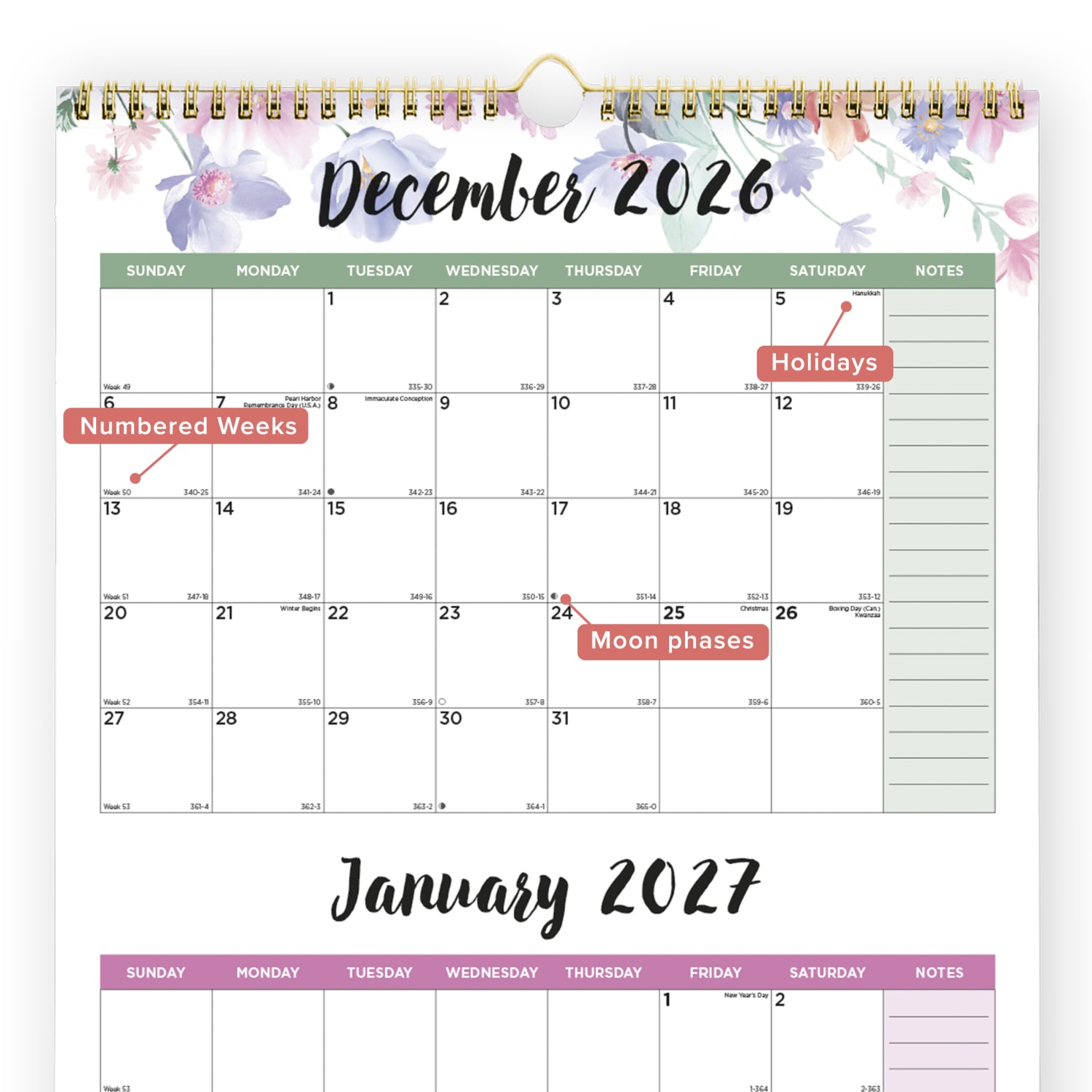 2026-2028 Blueline 3-Month Wall Calendar, 12-1/4in x 27in, Passion, December 2026 To January 2028, C171129, Total Qty 1 - Image 4