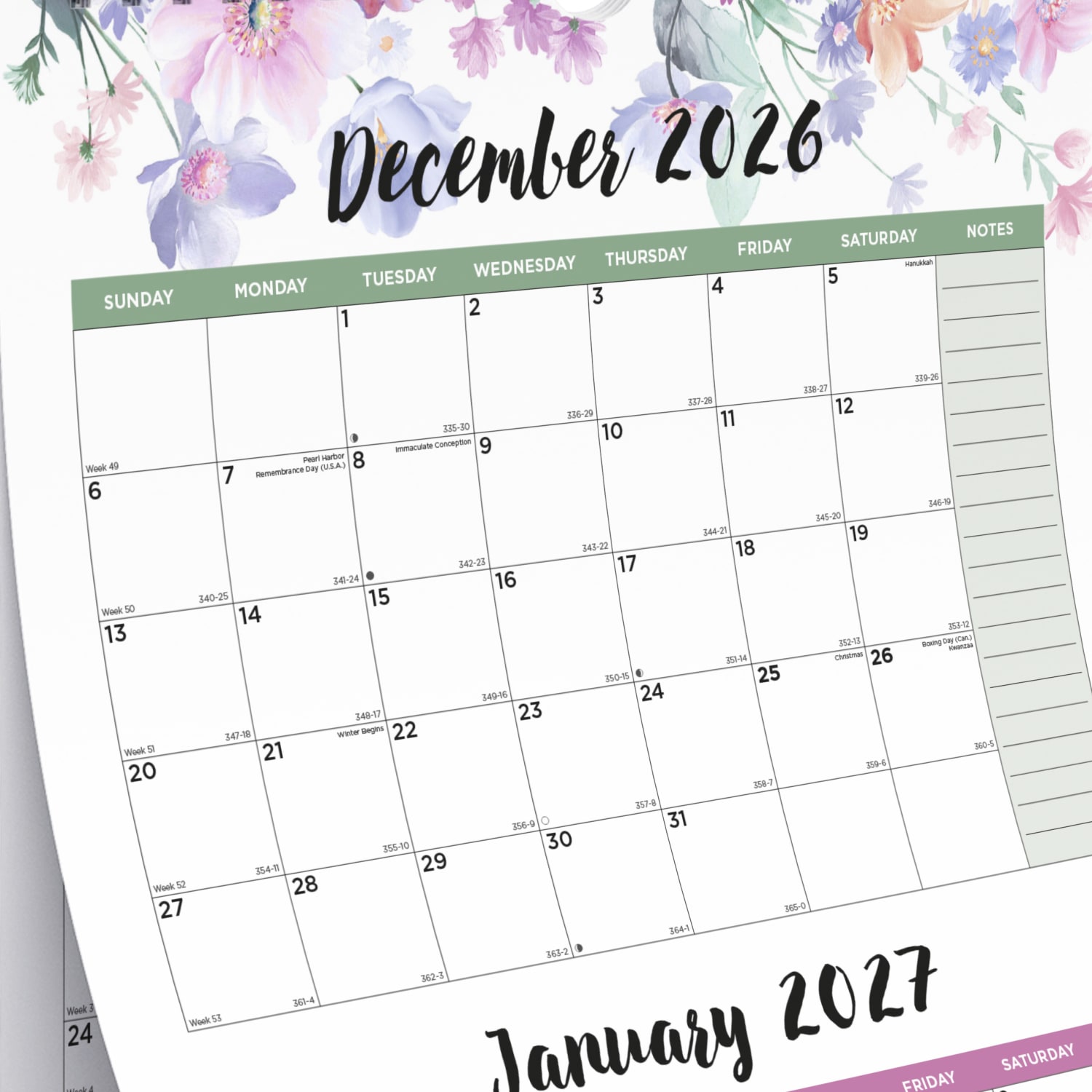 2026-2028 Blueline 3-Month Wall Calendar, 12-1/4in x 27in, Passion, December 2026 To January 2028, C171129, Total Qty 1 - Image 6