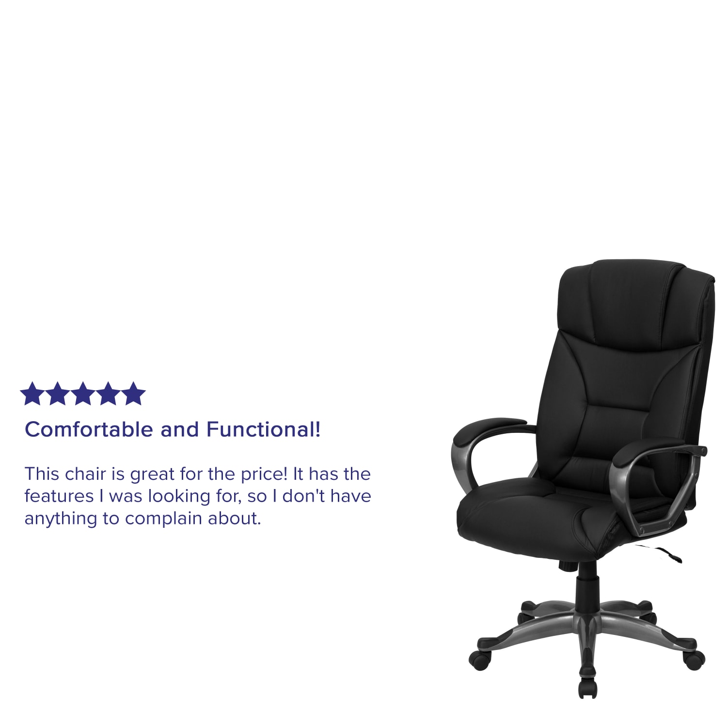Flash Furniture Ergonomic LeatherSoft High Back Executive Office Chair With Lip Edge Base And Arms Black PopularChairscom