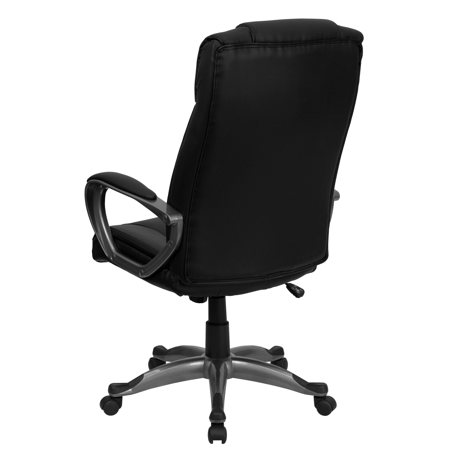 Flash Furniture Ergonomic LeatherSoft High Back Executive Office Chair With Lip Edge Base And Arms Black PopularChairscom