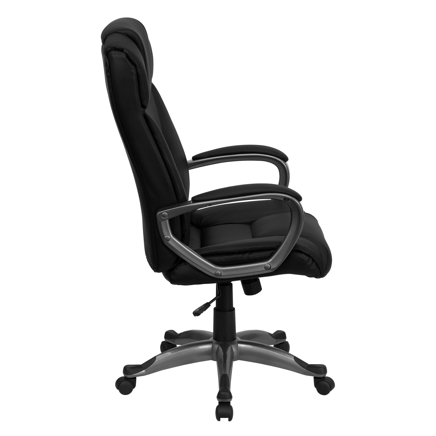 Flash Furniture Ergonomic LeatherSoft High Back Executive Office Chair With Lip Edge Base And Arms Black PopularChairscom